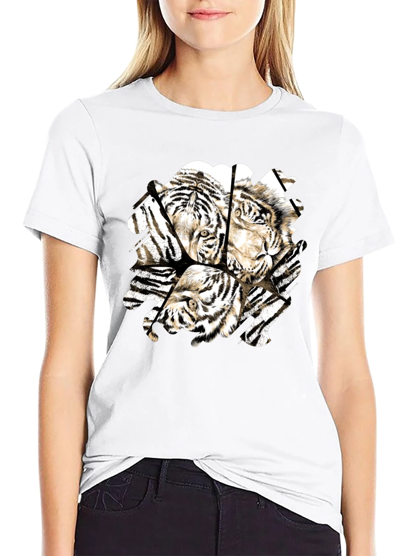 Rebbecca Tiger Graphic Black T-Shirt for Men