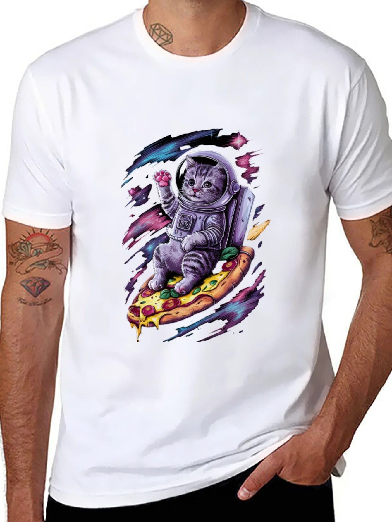 Rebbecca Astronaut Cat Pizza T-Shirt