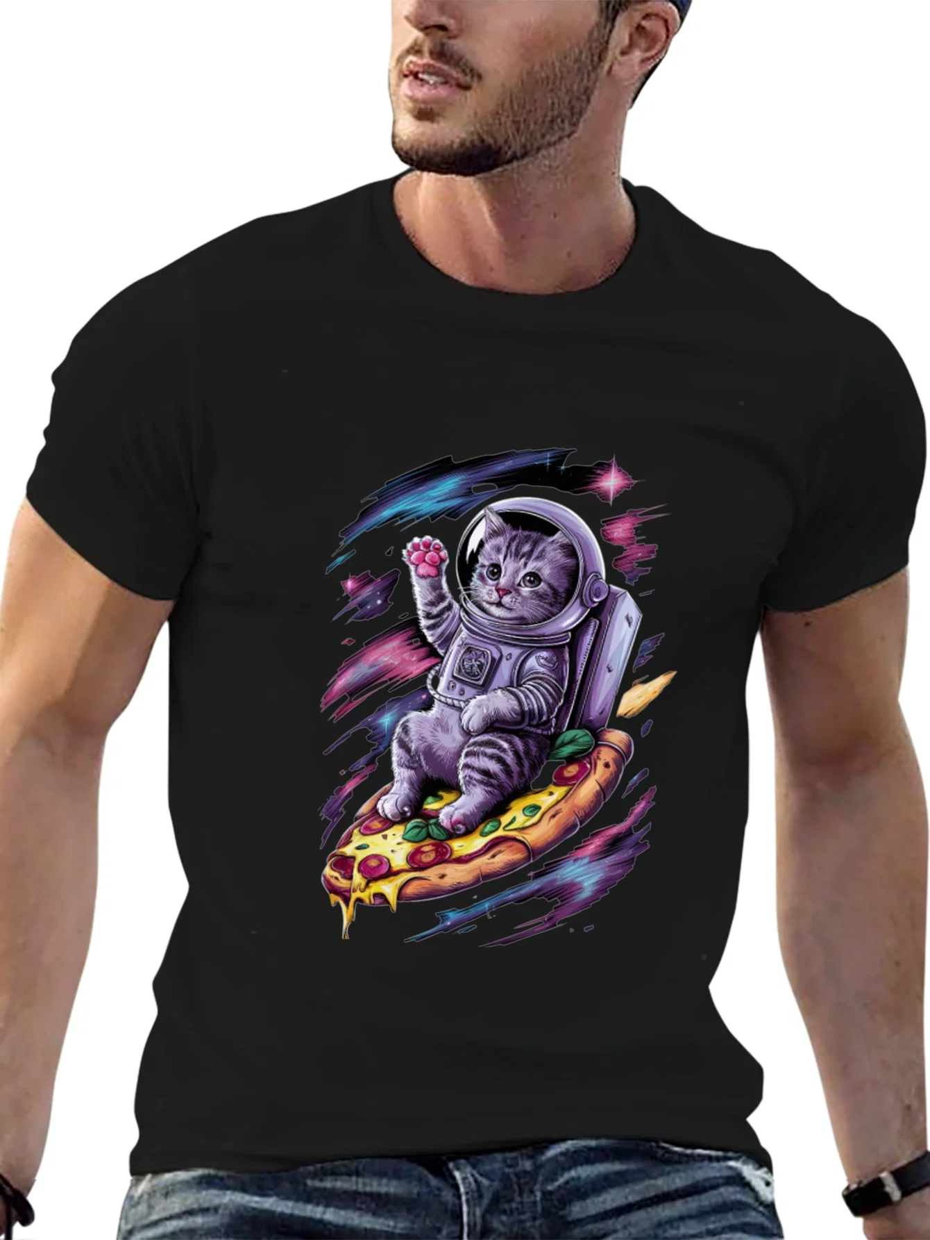 Rebbecca Astronaut Cat Pizza T-Shirt