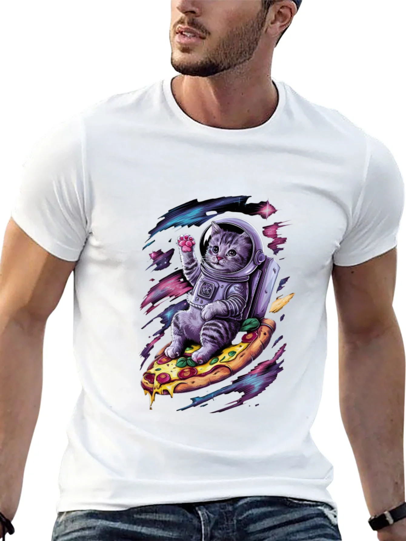 Rebbecca Astronaut Cat Pizza T-Shirt
