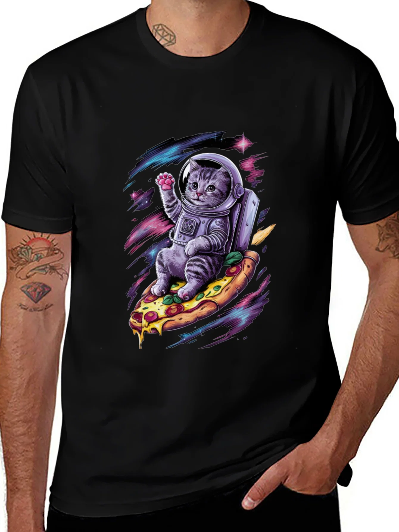 Rebbecca Astronaut Cat Pizza T-Shirt