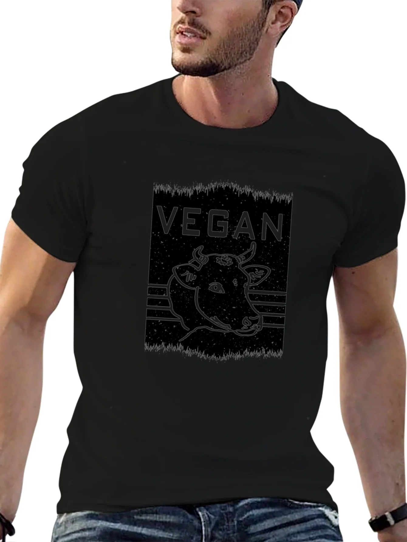 Rebbecca Vegan Cow Graphic Tee - Black