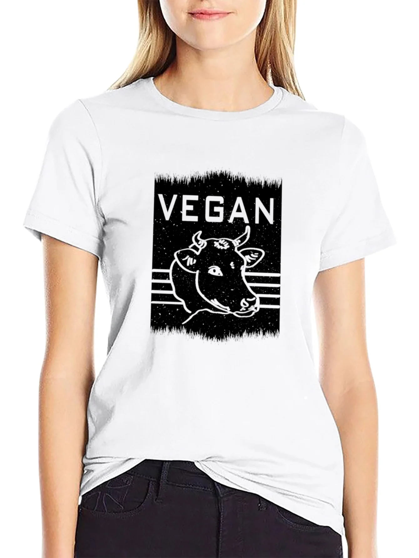 Rebbecca Vegan Cow Graphic Tee - Black