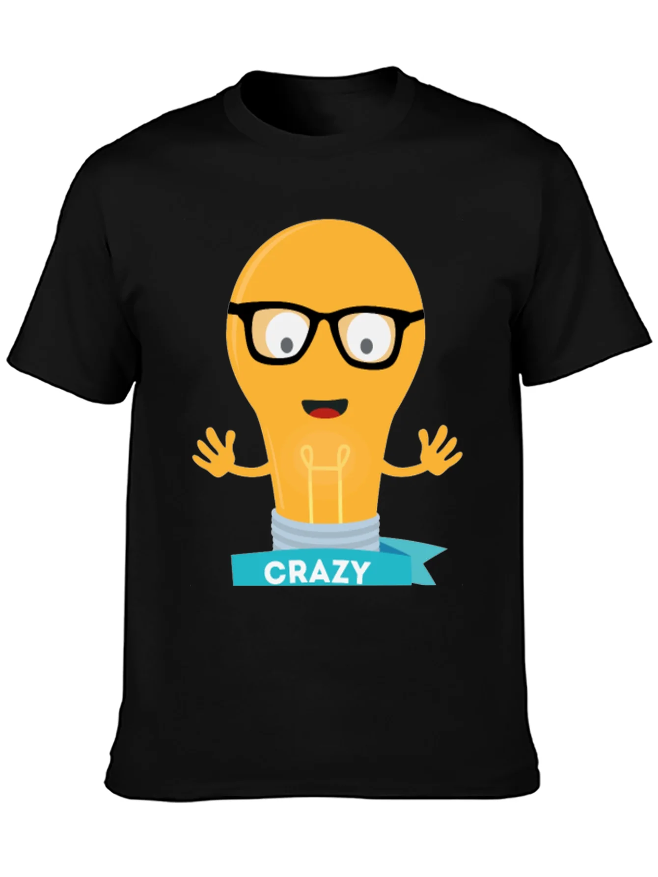 Camiseta Negra con Dibujo de Bombilla Crazy