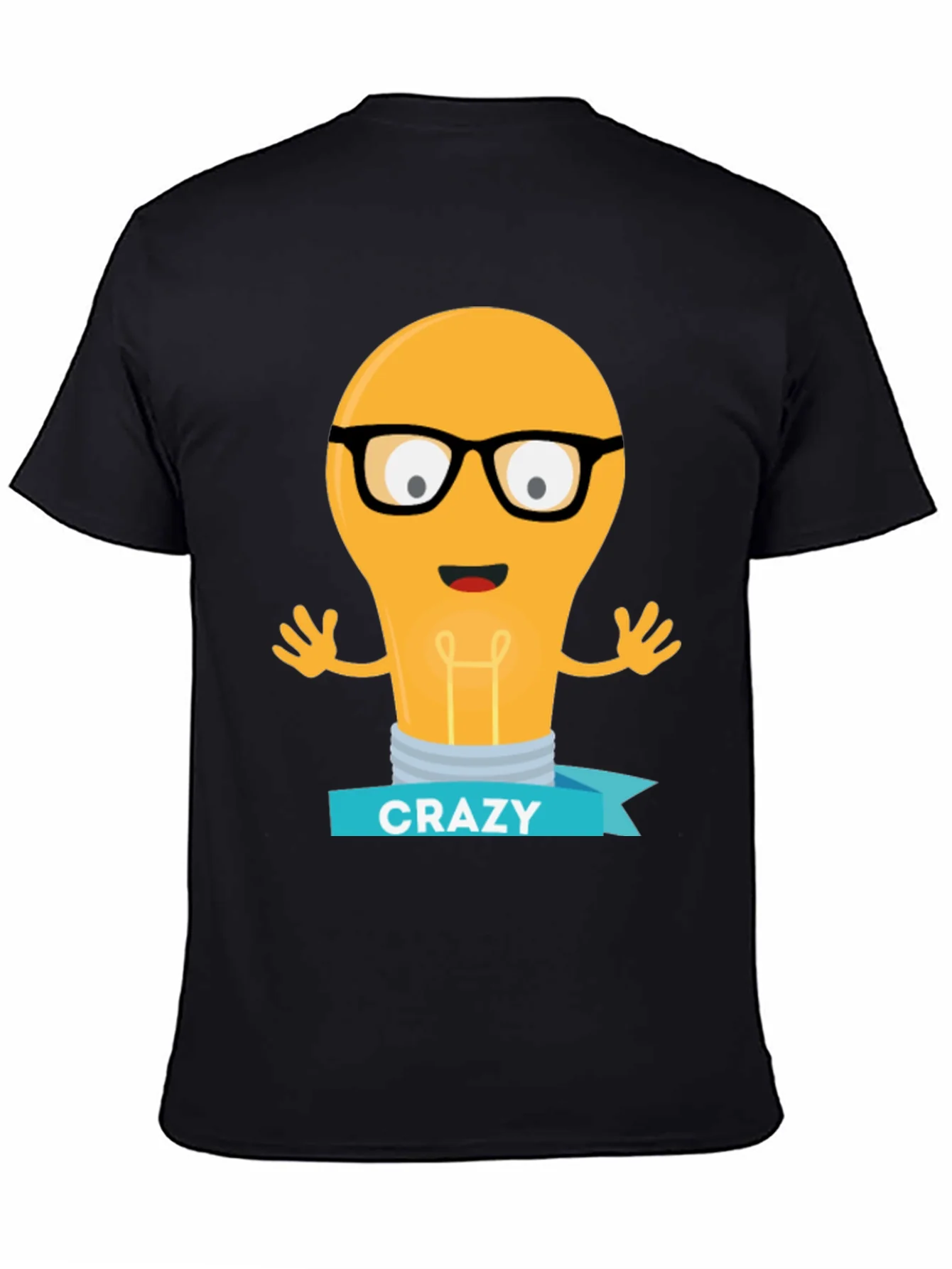 Camiseta Negra con Dibujo de Bombilla Crazy