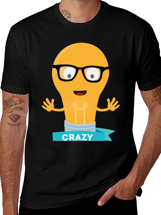 Camiseta Negra con Dibujo de Bombilla Crazy