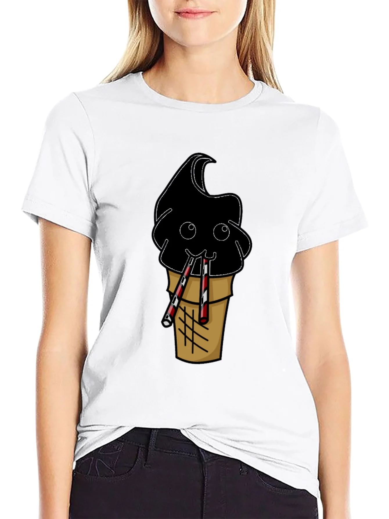Rebbecca Fun Black Ice Cream Cone Graphic Tee