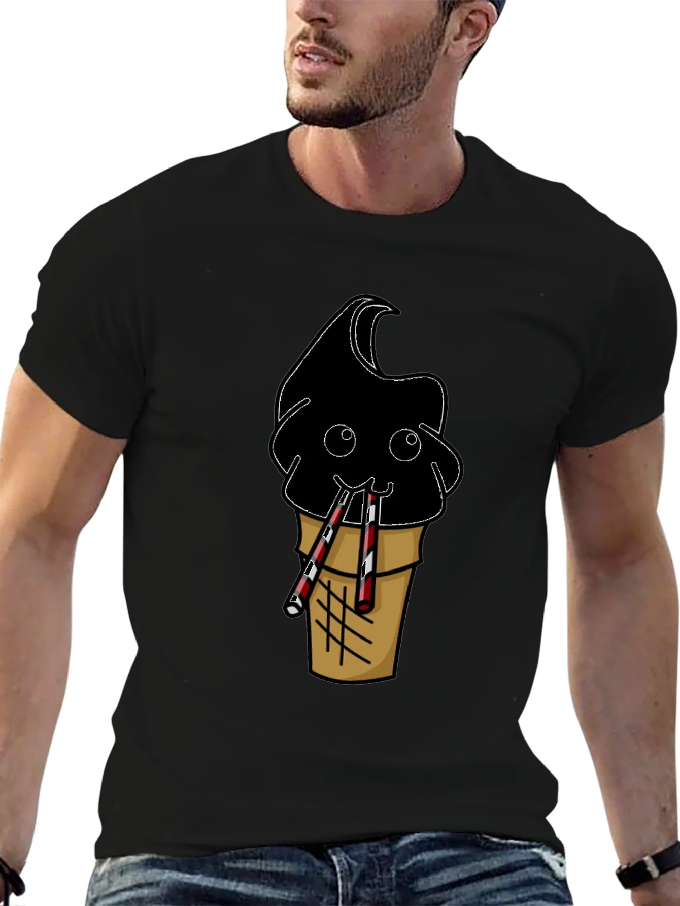 Rebbecca Fun Black Ice Cream Cone Graphic Tee