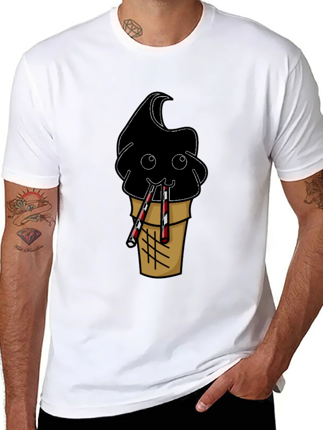 Rebbecca Fun Black Ice Cream Cone Graphic Tee