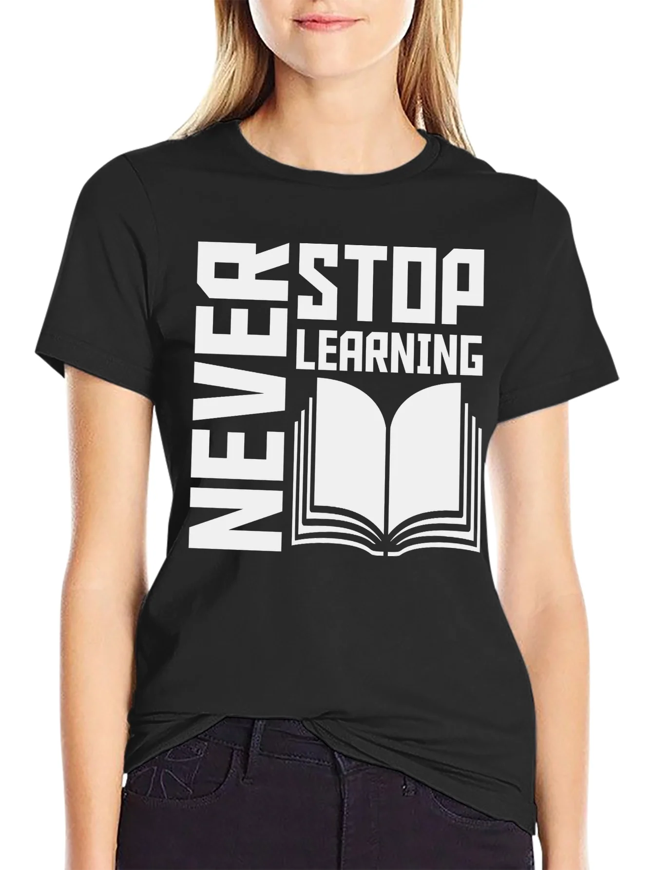 Camiseta Negra Nunca Dejes de Aprender