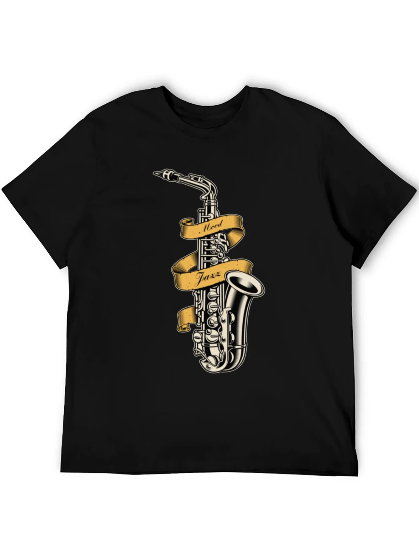 Camiseta Negra con Dise?o de Saxof¨®n Mood Jazz