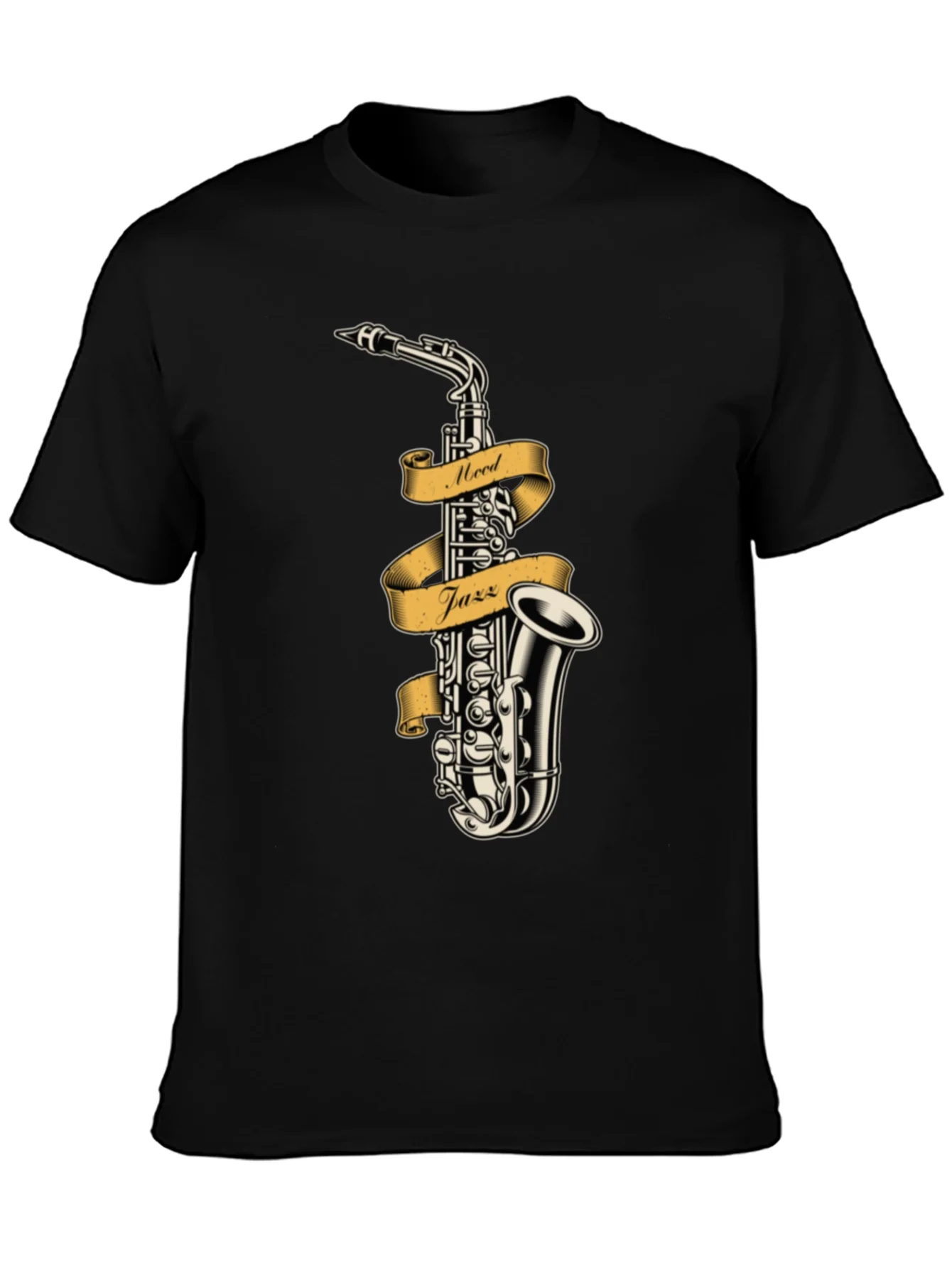 Camiseta Negra con Dise?o de Saxof¨®n Mood Jazz