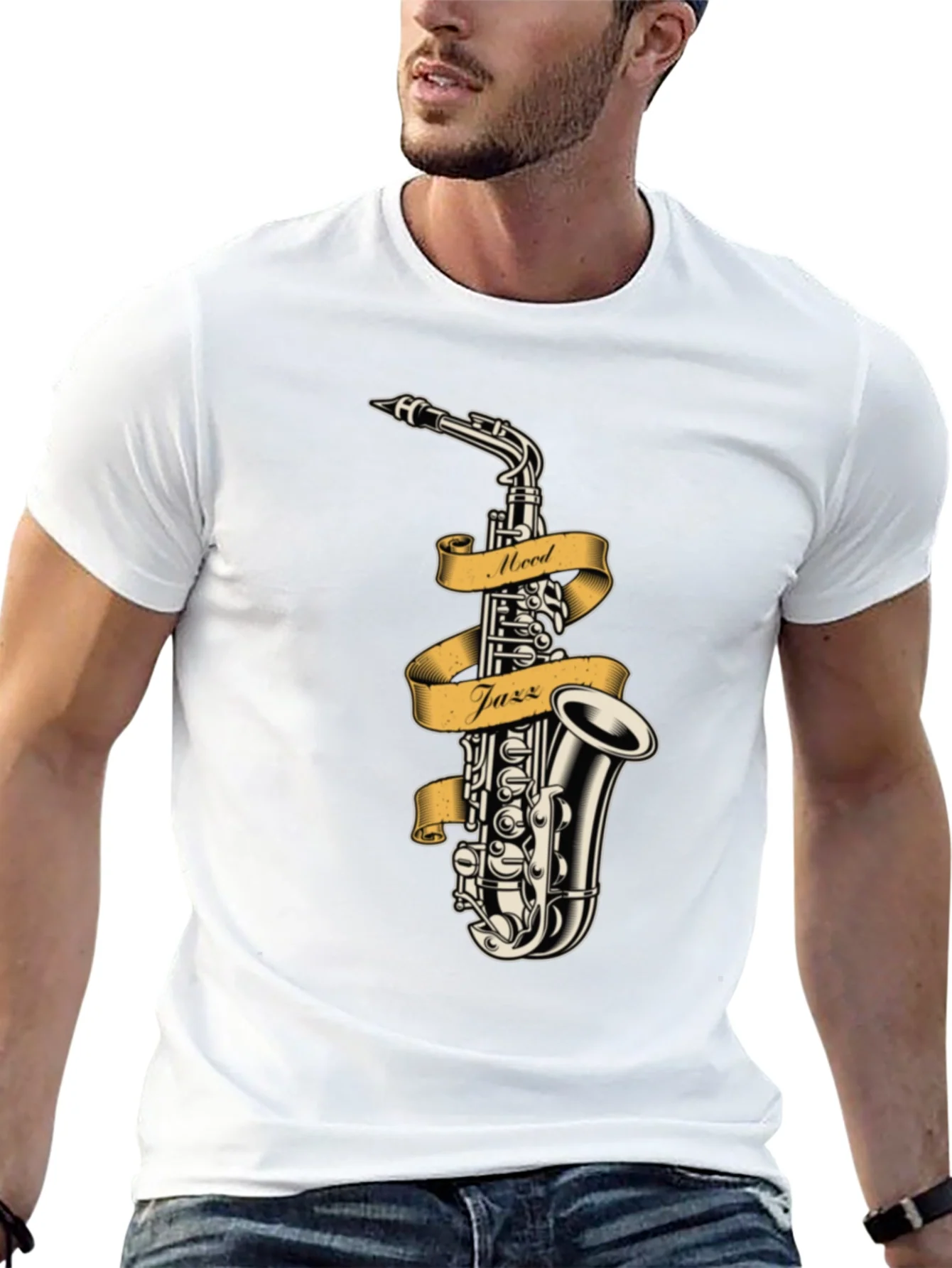 Camiseta Negra con Dise?o de Saxof¨®n Mood Jazz