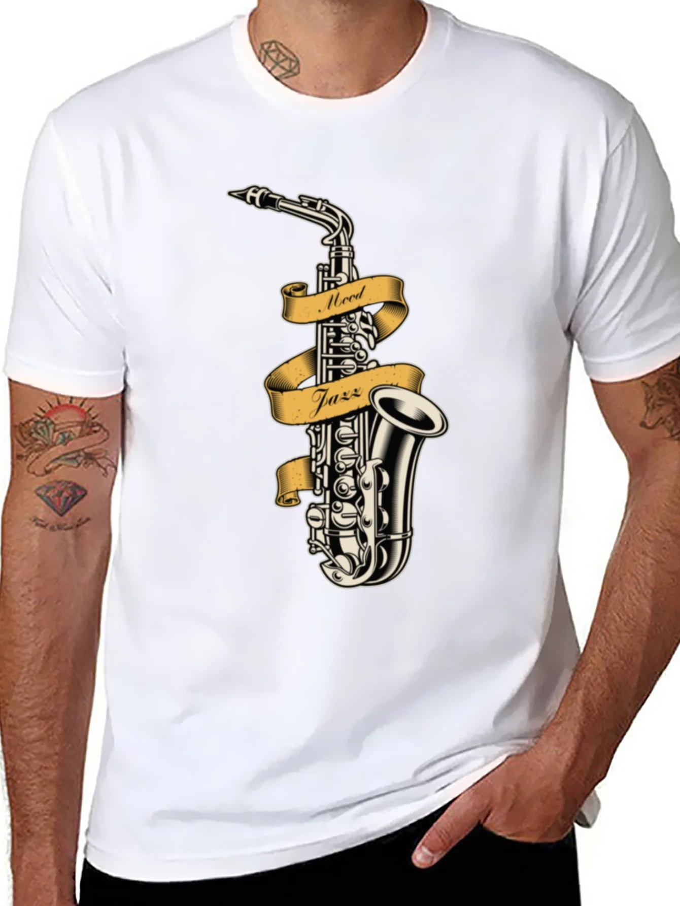 Camiseta Negra con Dise?o de Saxof¨®n Mood Jazz