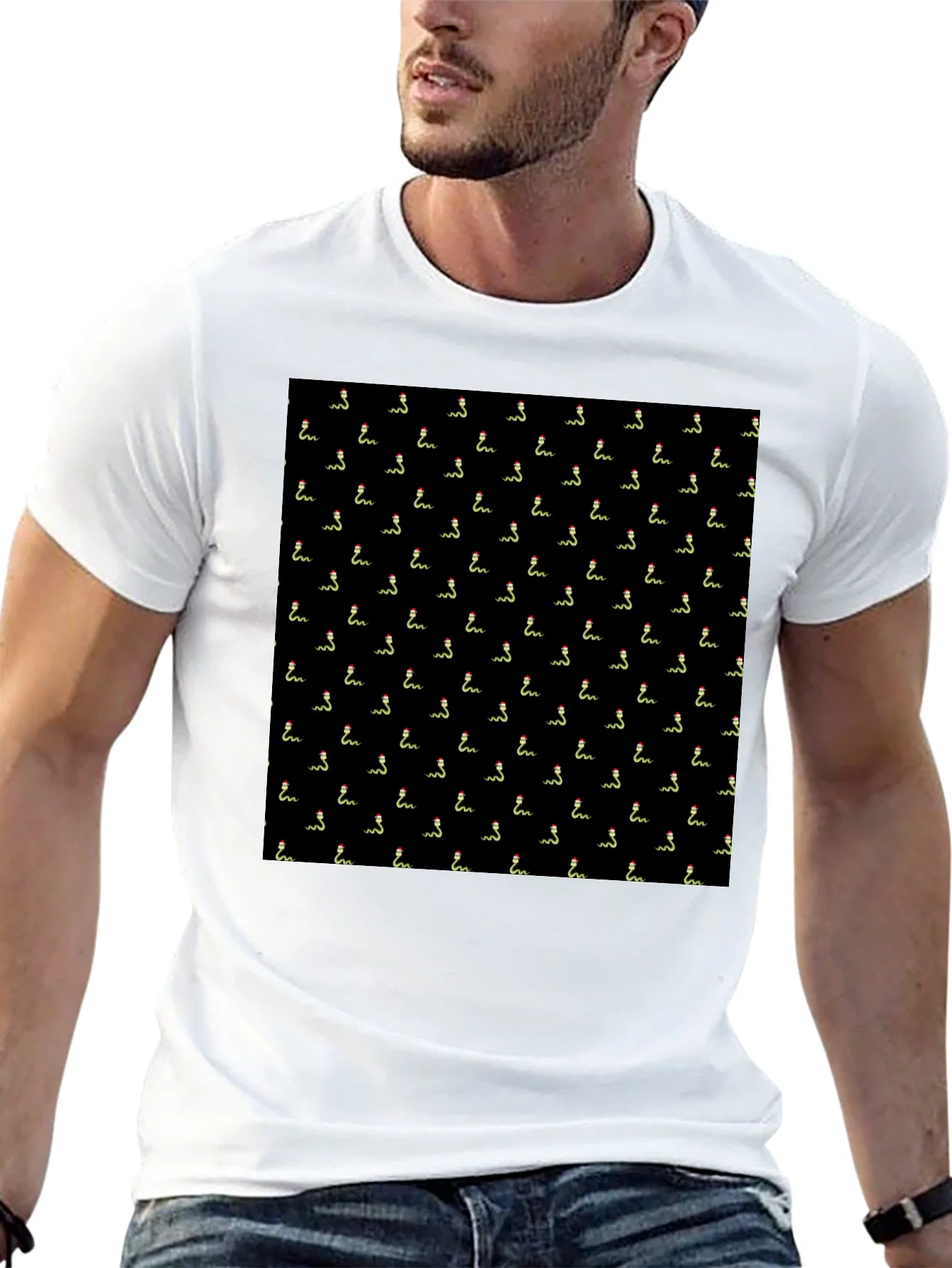 Rebbecca Novelty Snake Pattern Black T-Shirt