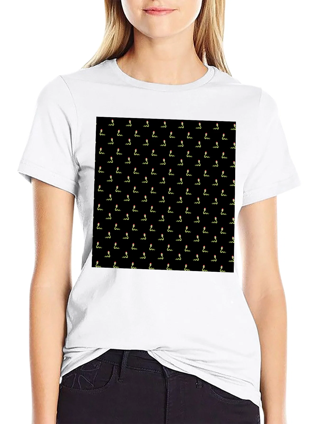 Rebbecca Novelty Snake Pattern Black T-Shirt