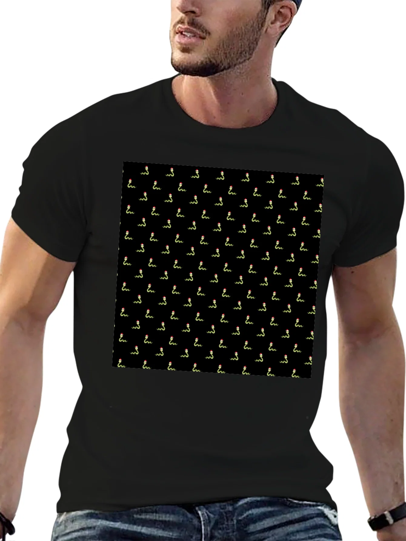 Rebbecca Novelty Snake Pattern Black T-Shirt