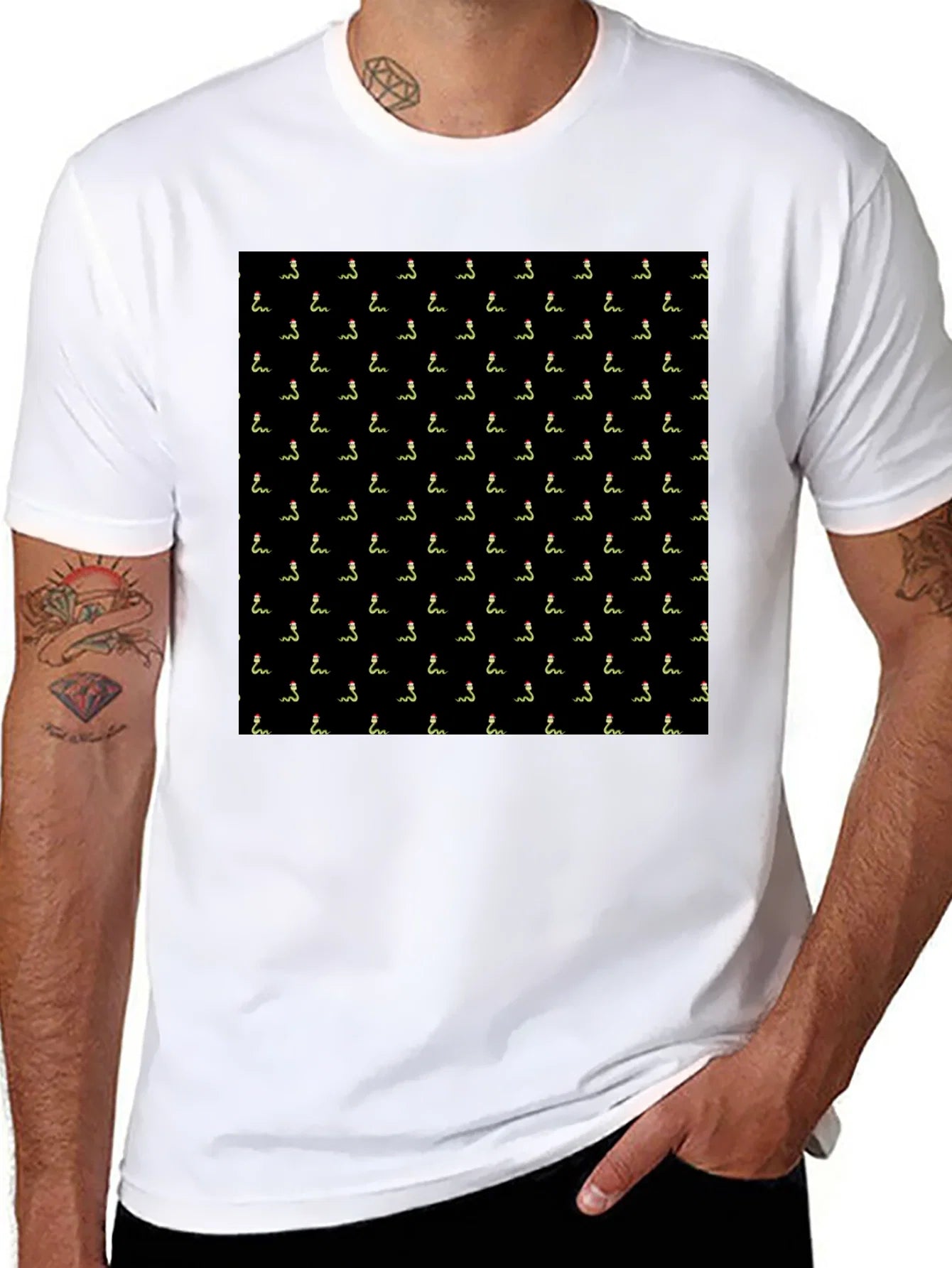 Rebbecca Novelty Snake Pattern Black T-Shirt