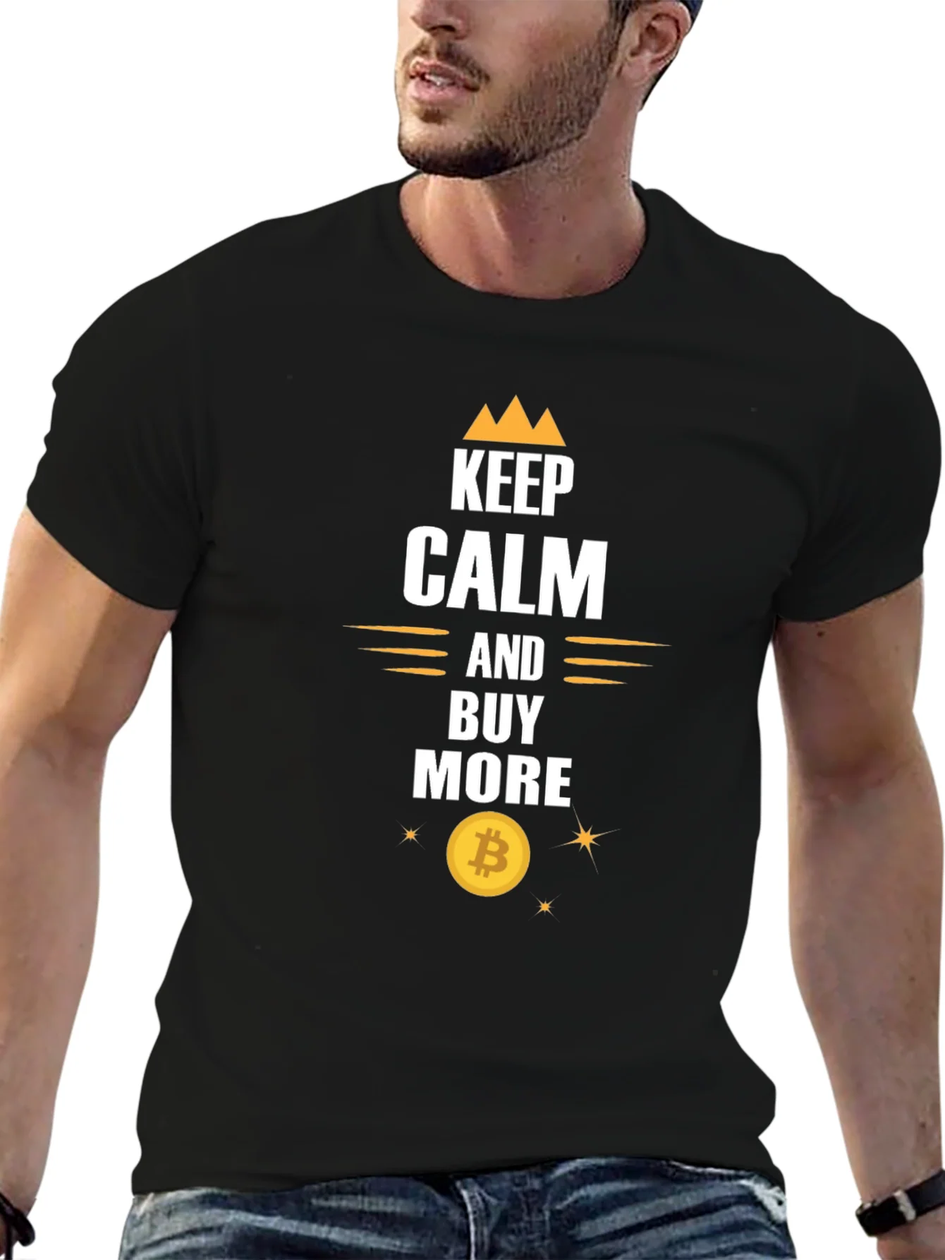 Camiseta Negra Bitcoin: Keep Calm and Buy More