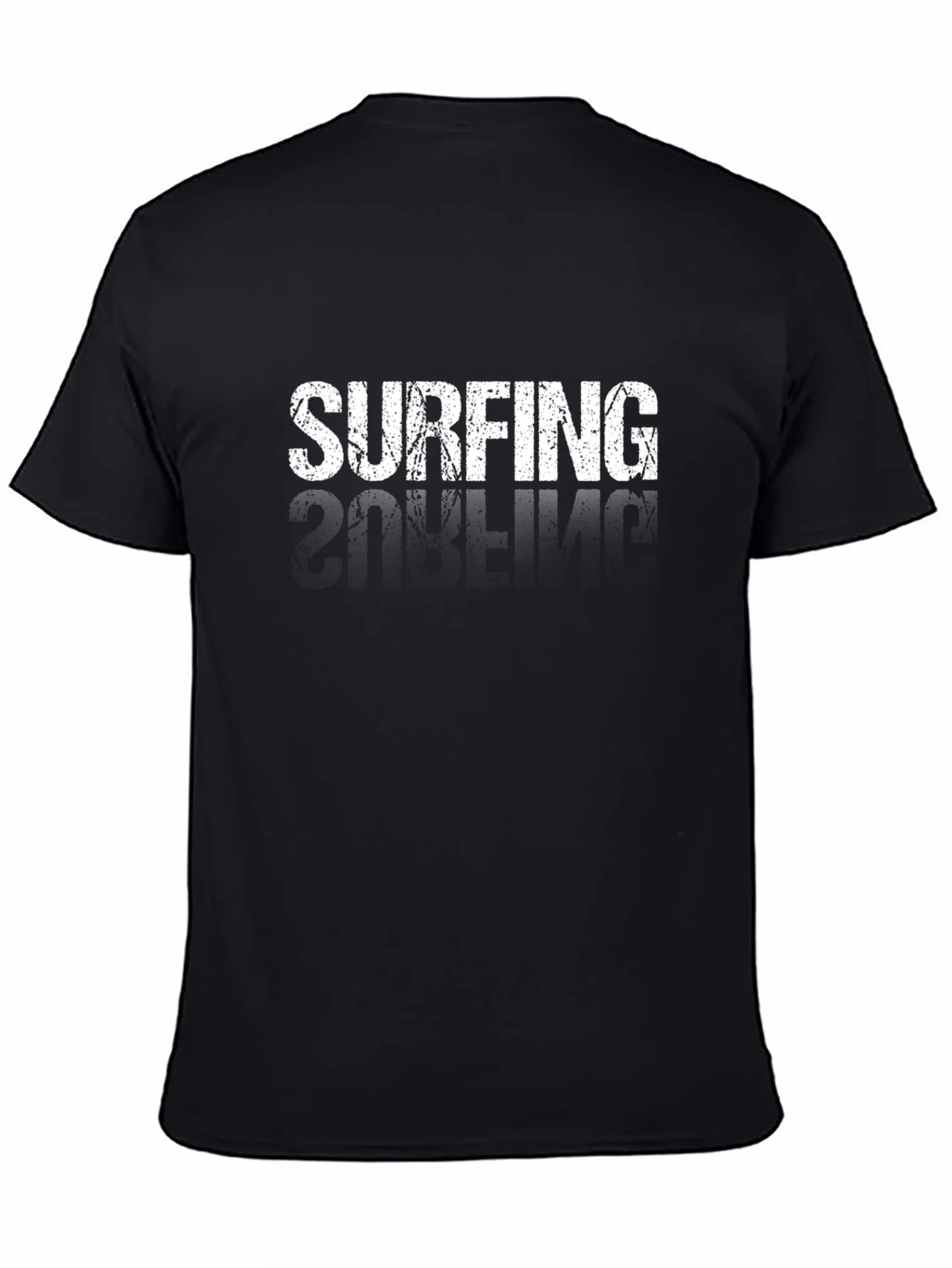 Camiseta Negra Surfing Estilo Desgastado