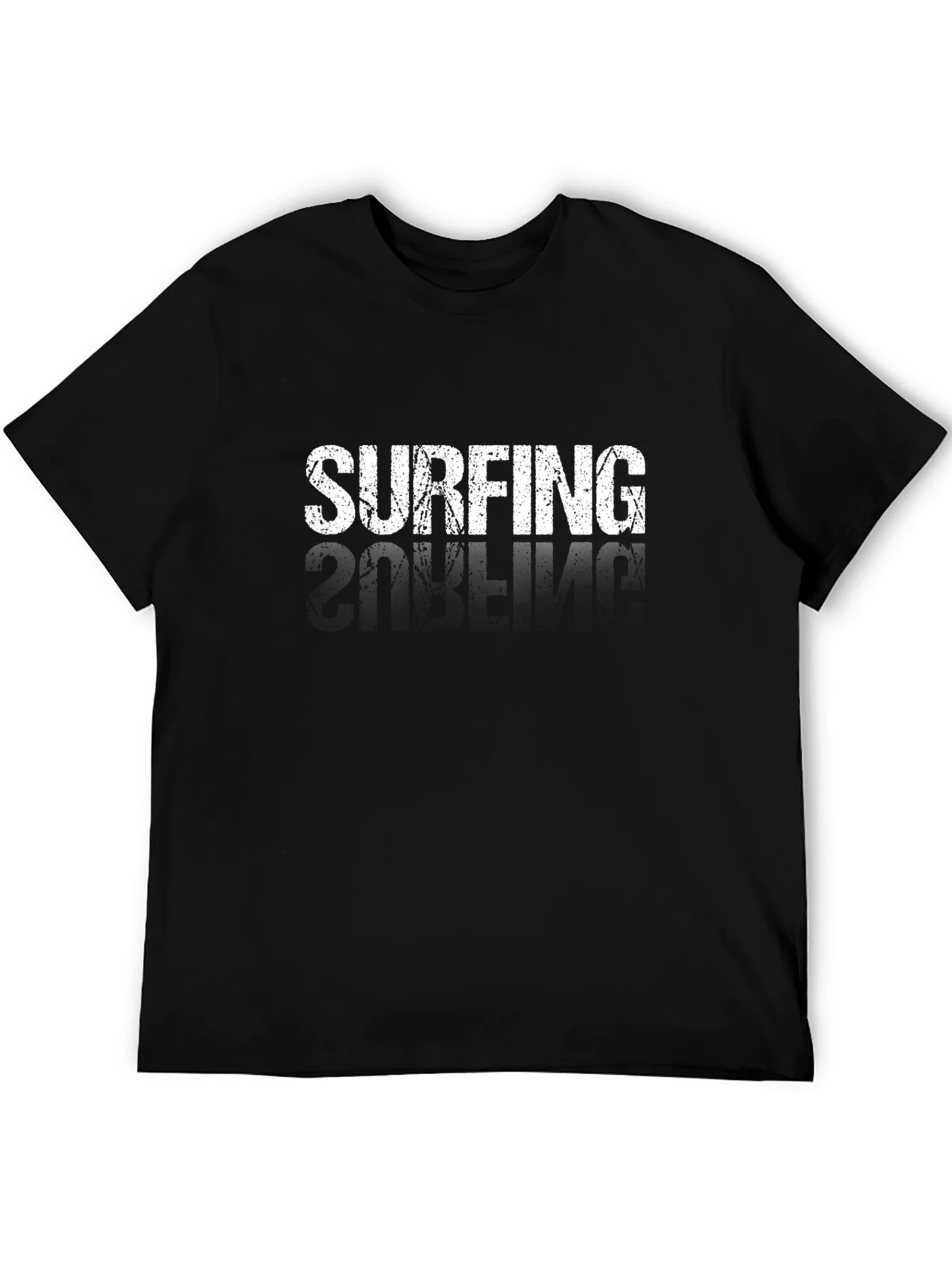 Camiseta Negra Surfing Estilo Desgastado