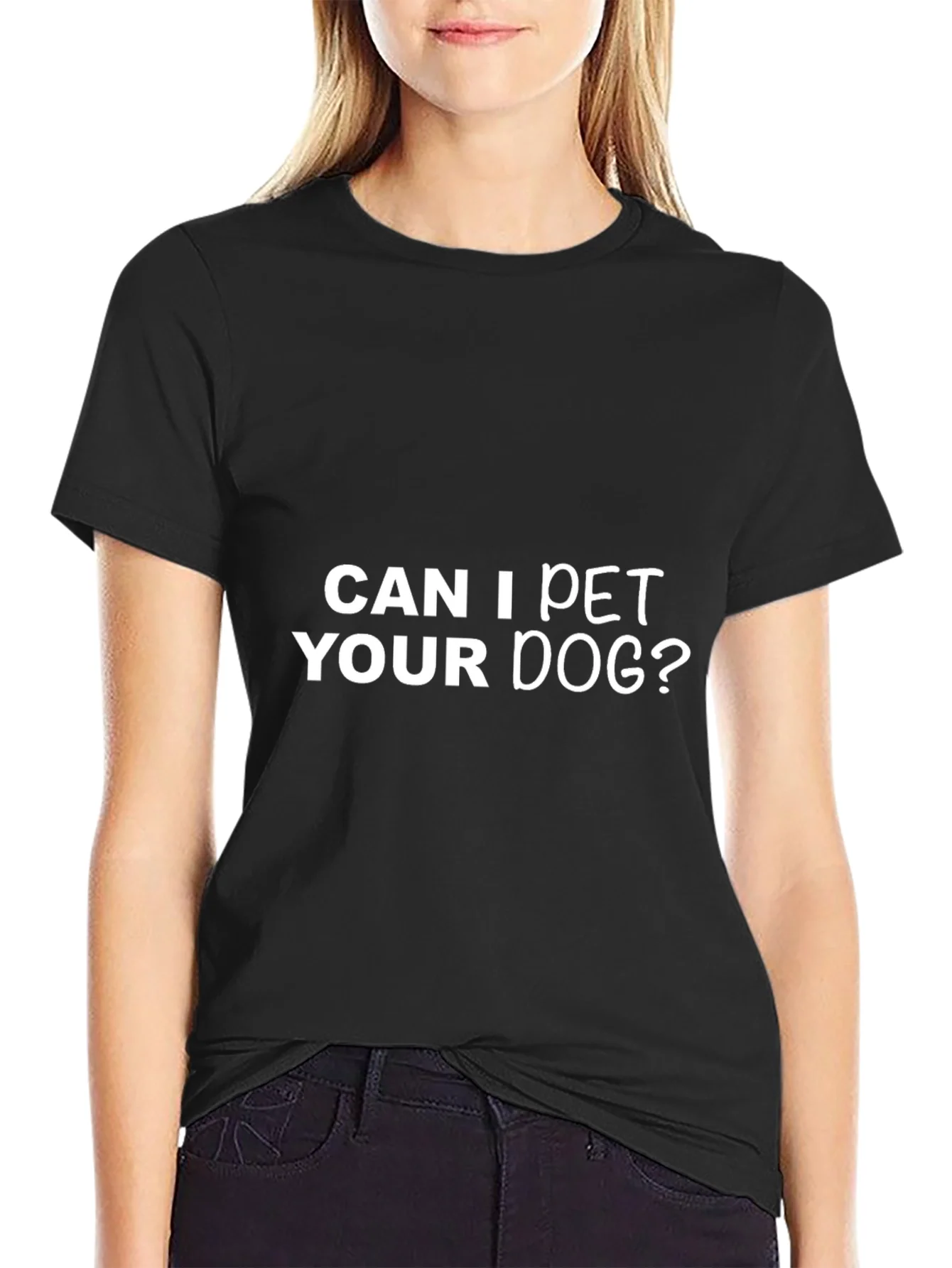 Camiseta Negra: ?Puedo Acariciar a Tu Perro?