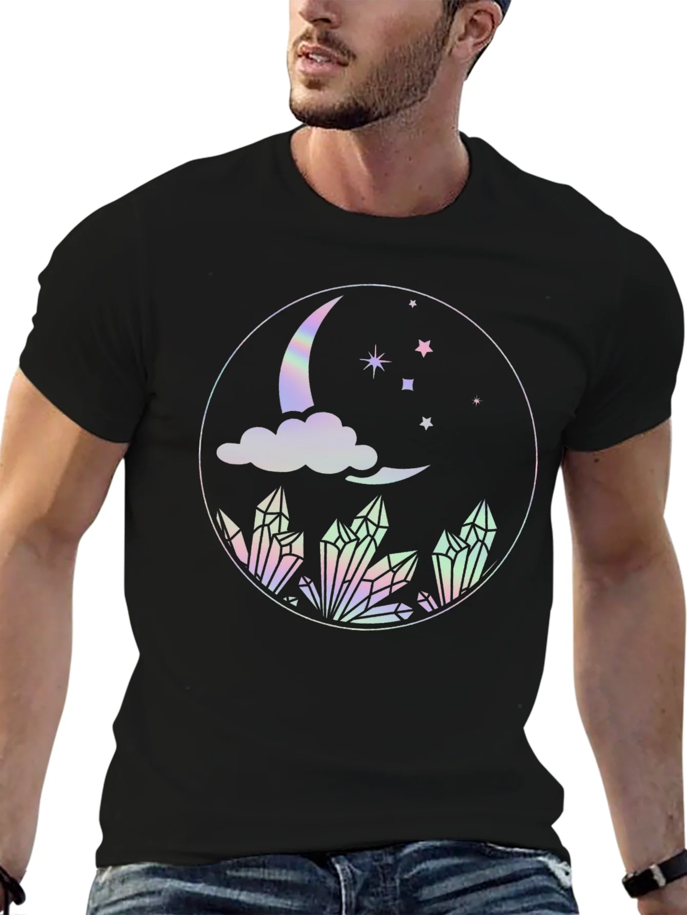 Rebbecca Mystical Moon Crystal T-Shirt - Black