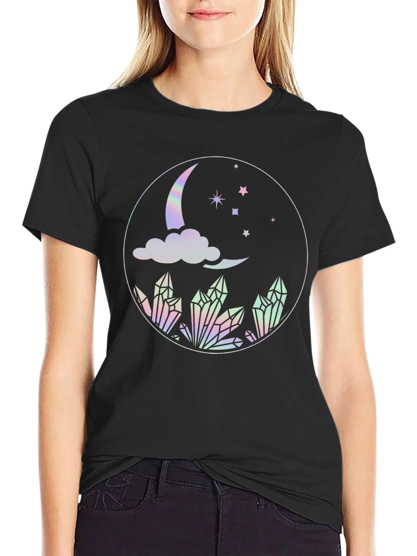 Rebbecca Mystical Moon Crystal T-Shirt - Black