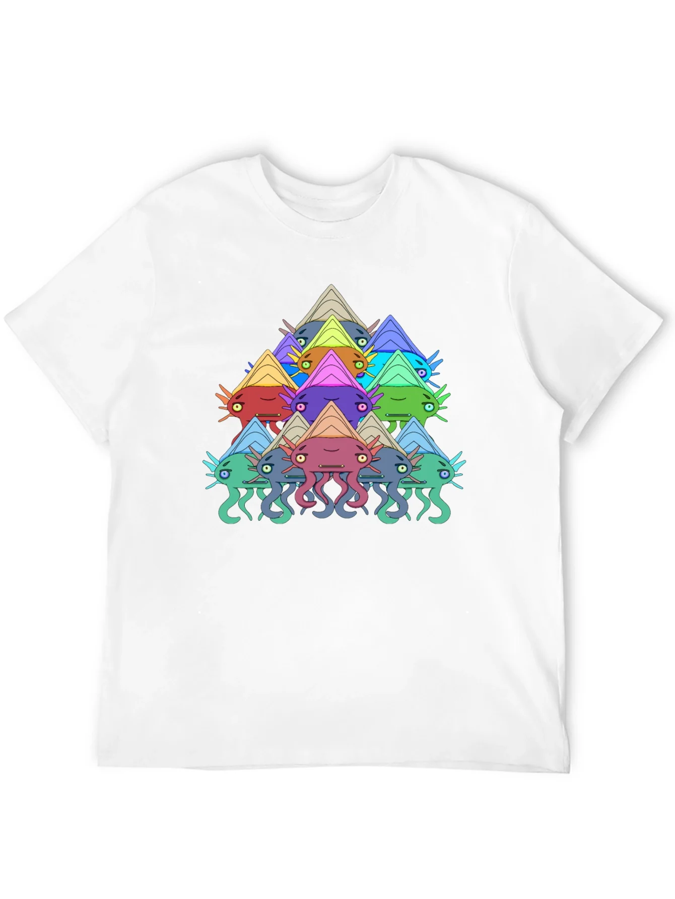 Camiseta Negra con Dise?o Abstracto de Criaturas Marinas