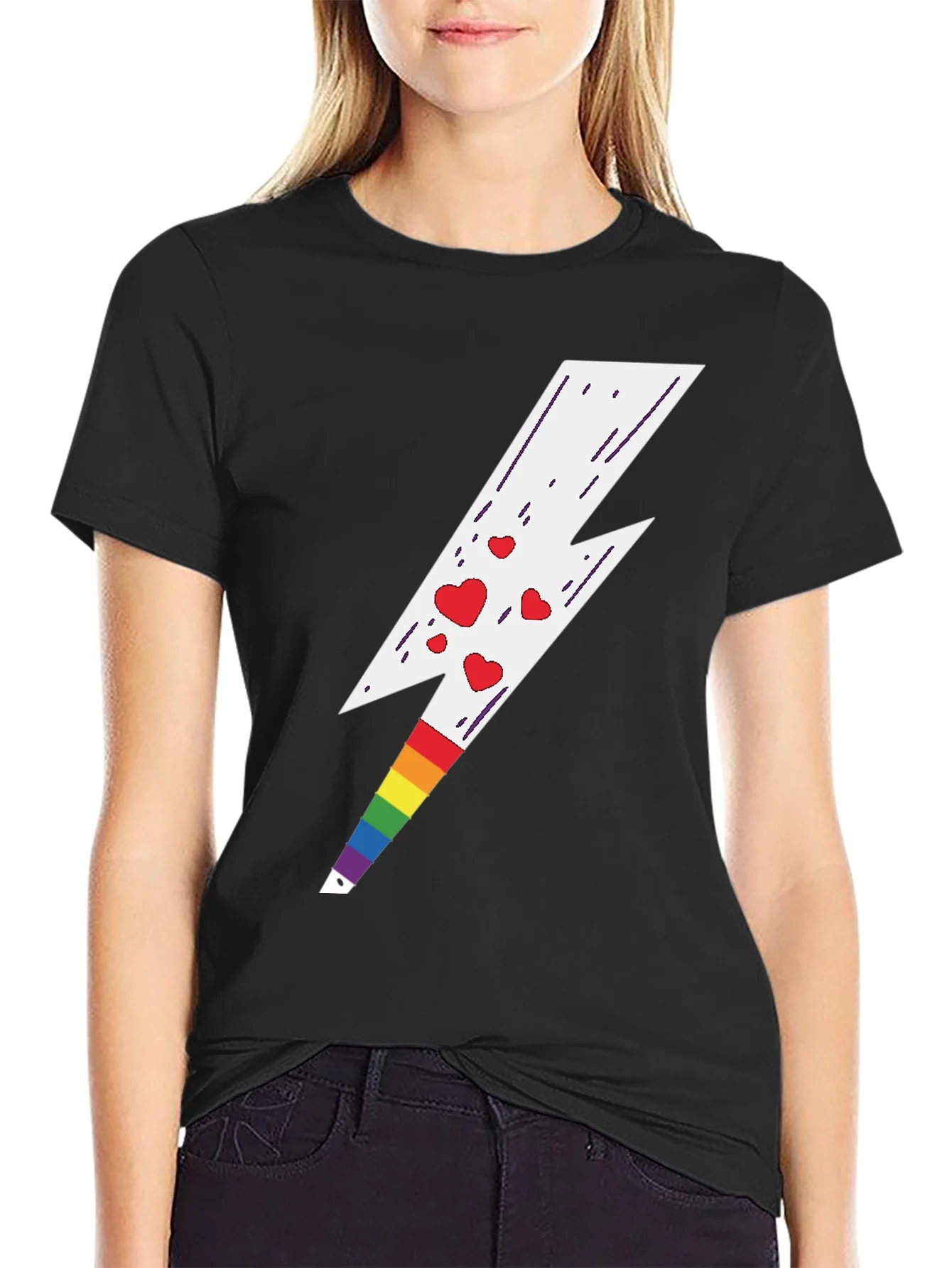 Rebbecca Rainbow Heart Lightning Bolt Tee