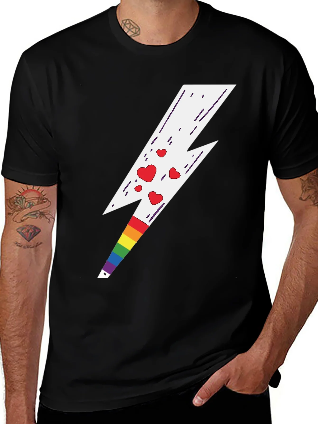 Rebbecca Rainbow Heart Lightning Bolt Tee