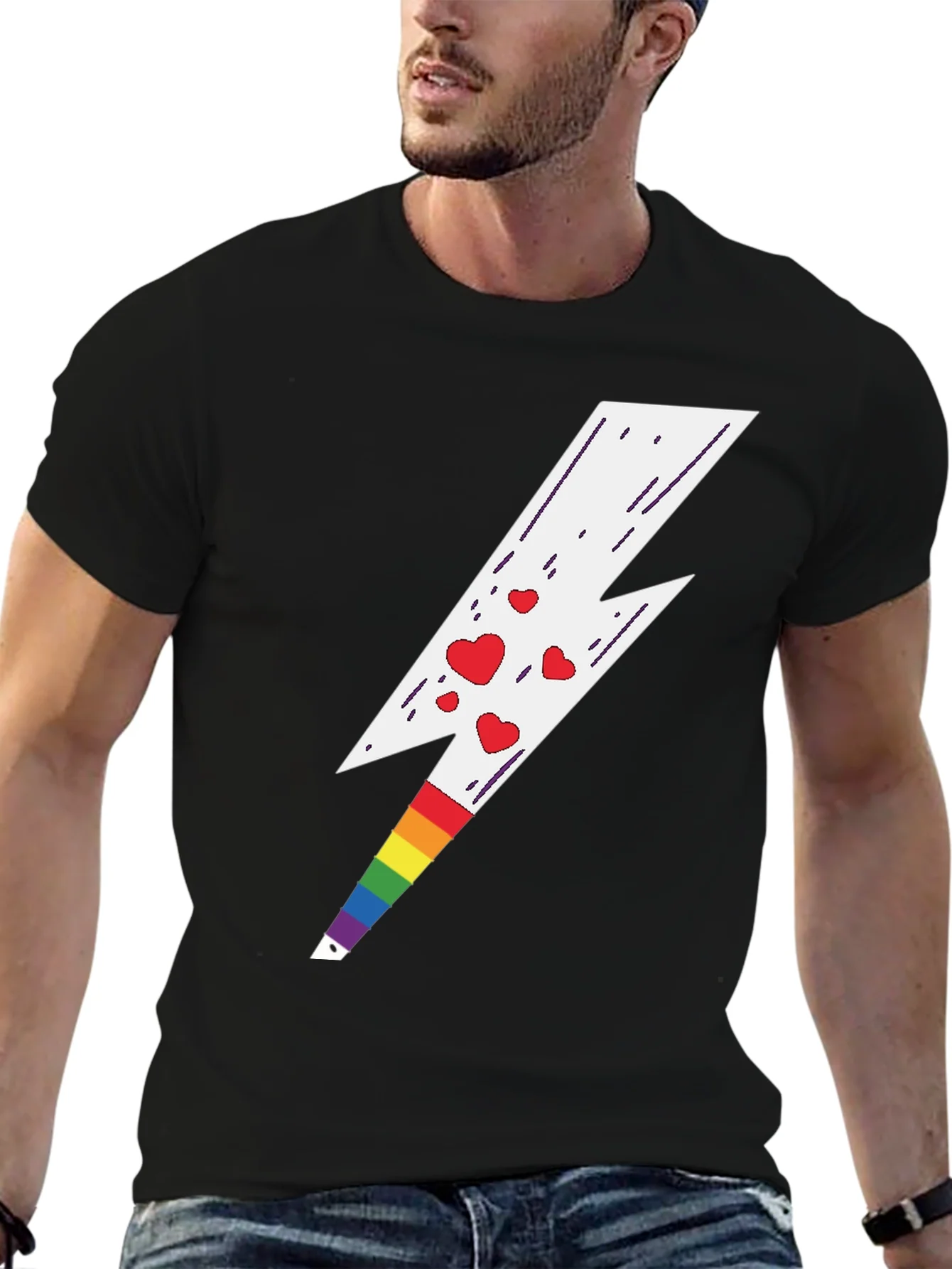 Rebbecca Rainbow Heart Lightning Bolt Tee