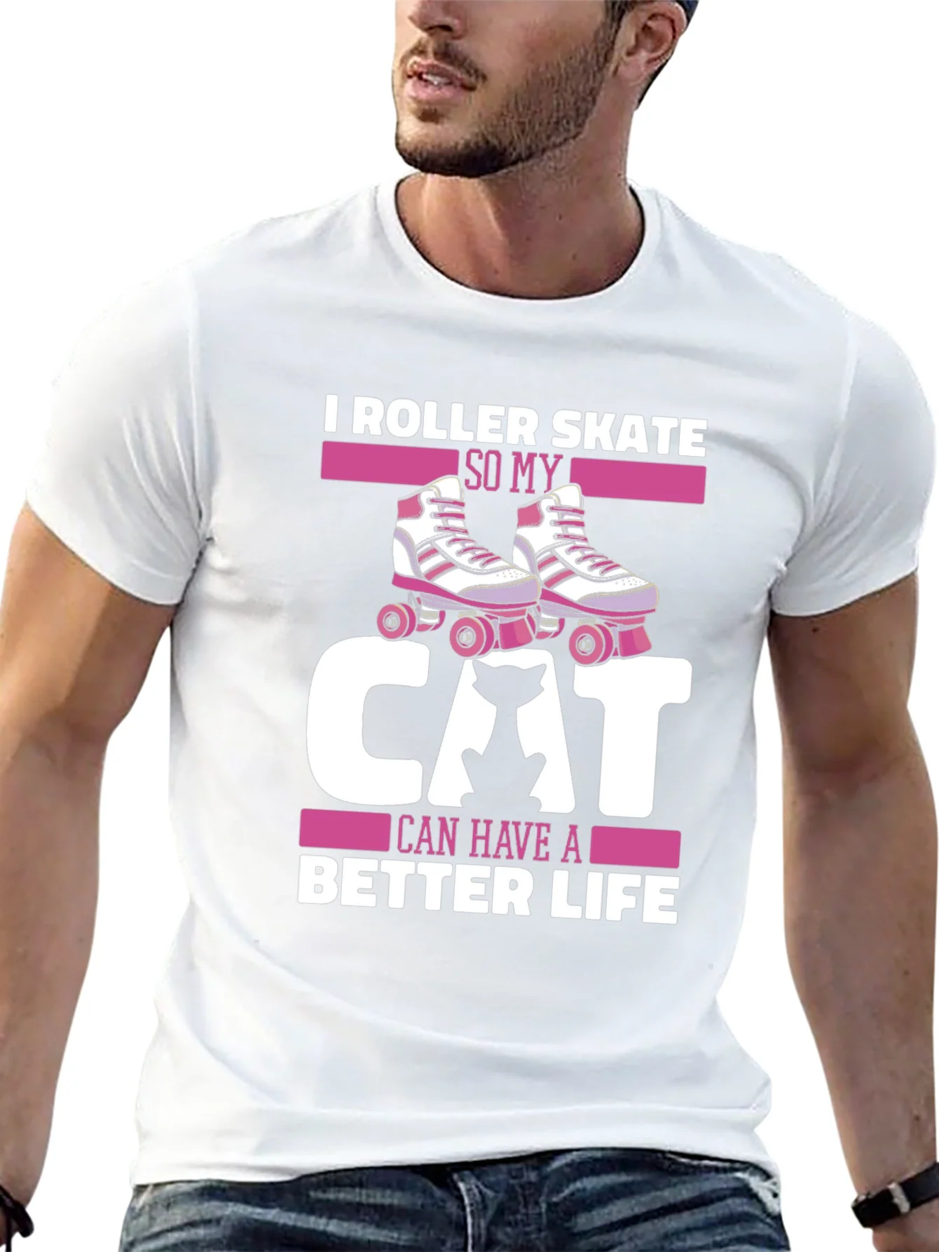 Camiseta Roller Skate para Amantes de los Gatos