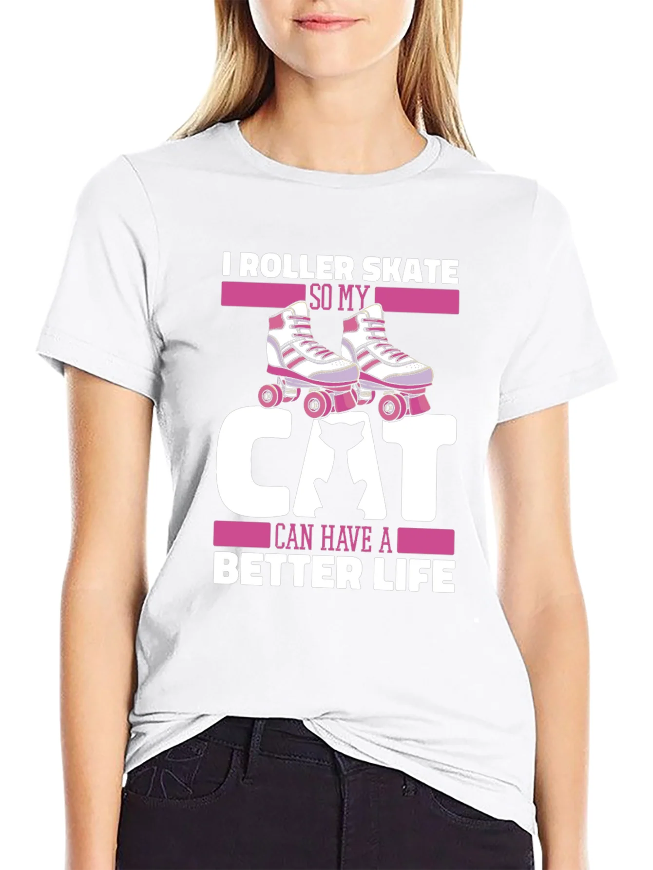 Camiseta Roller Skate para Amantes de los Gatos