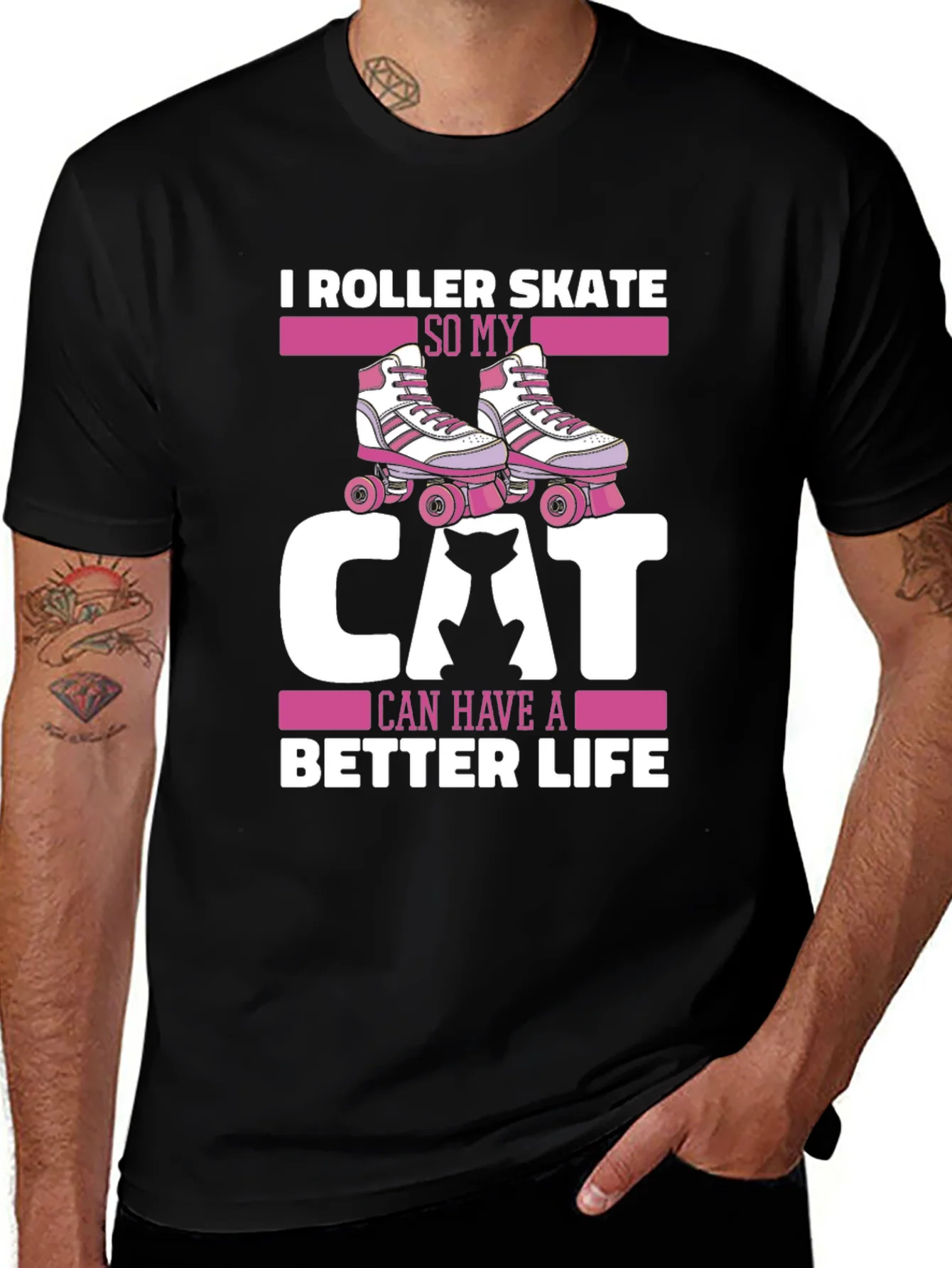 Camiseta Roller Skate para Amantes de los Gatos