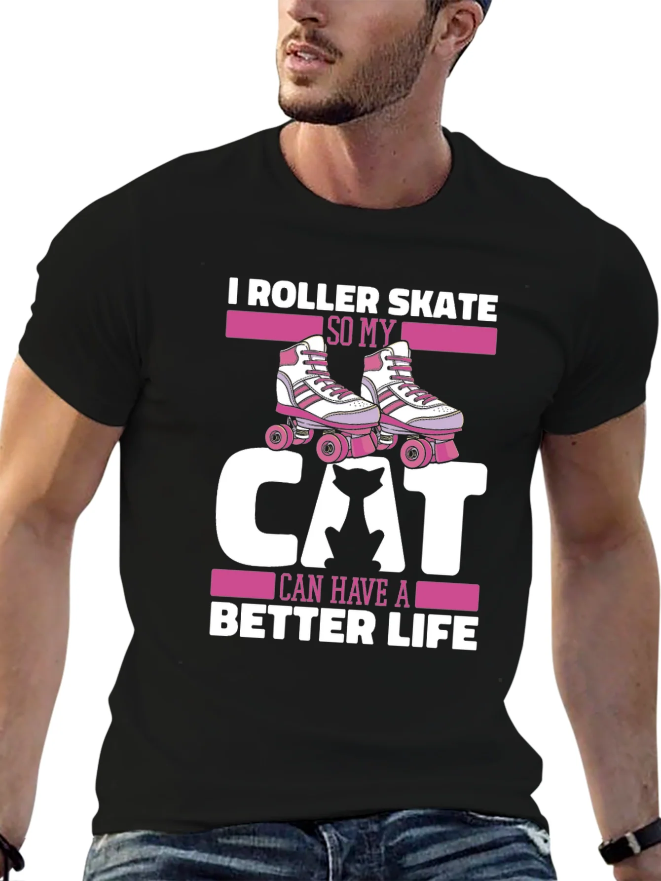 Camiseta Roller Skate para Amantes de los Gatos