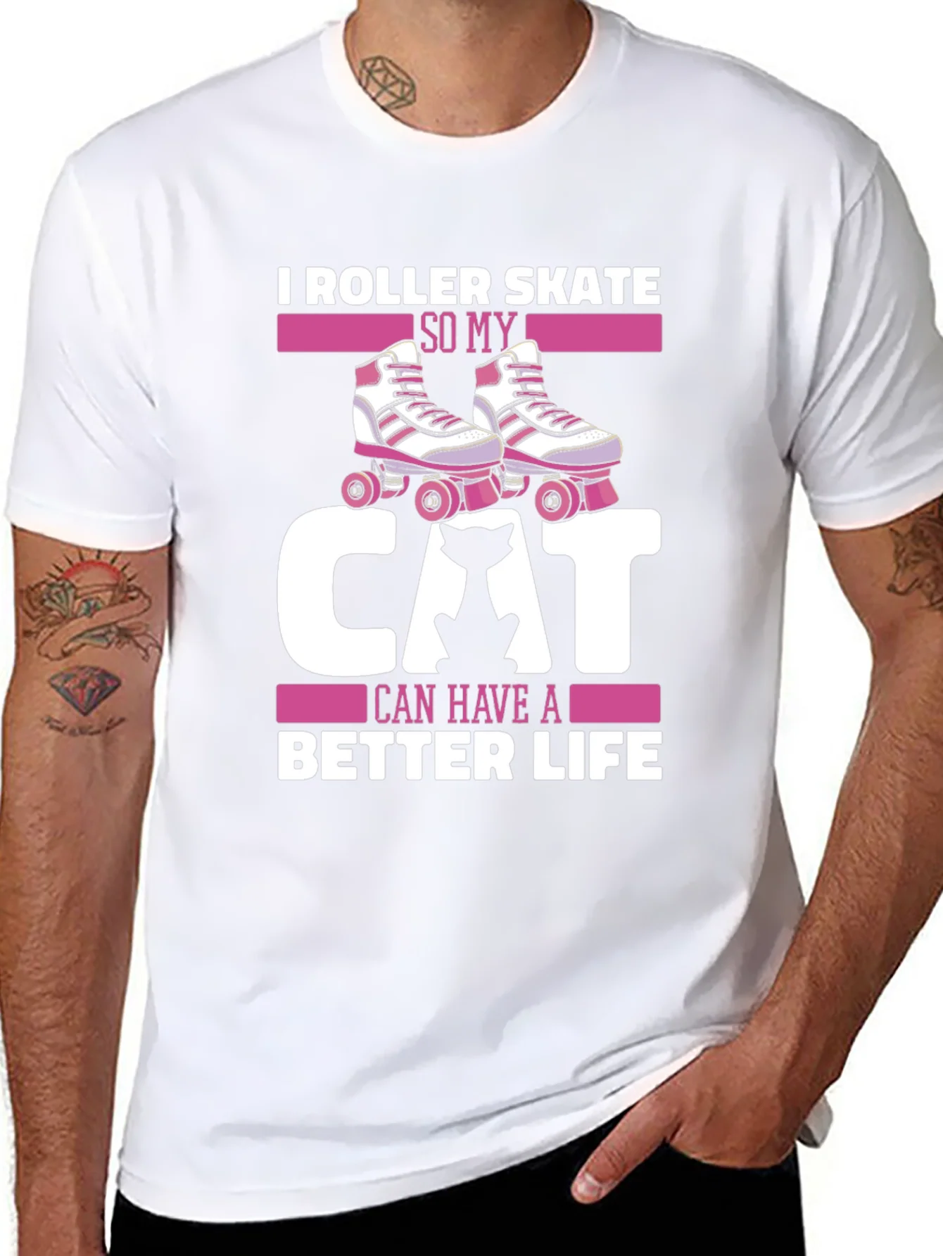 Camiseta Roller Skate para Amantes de los Gatos