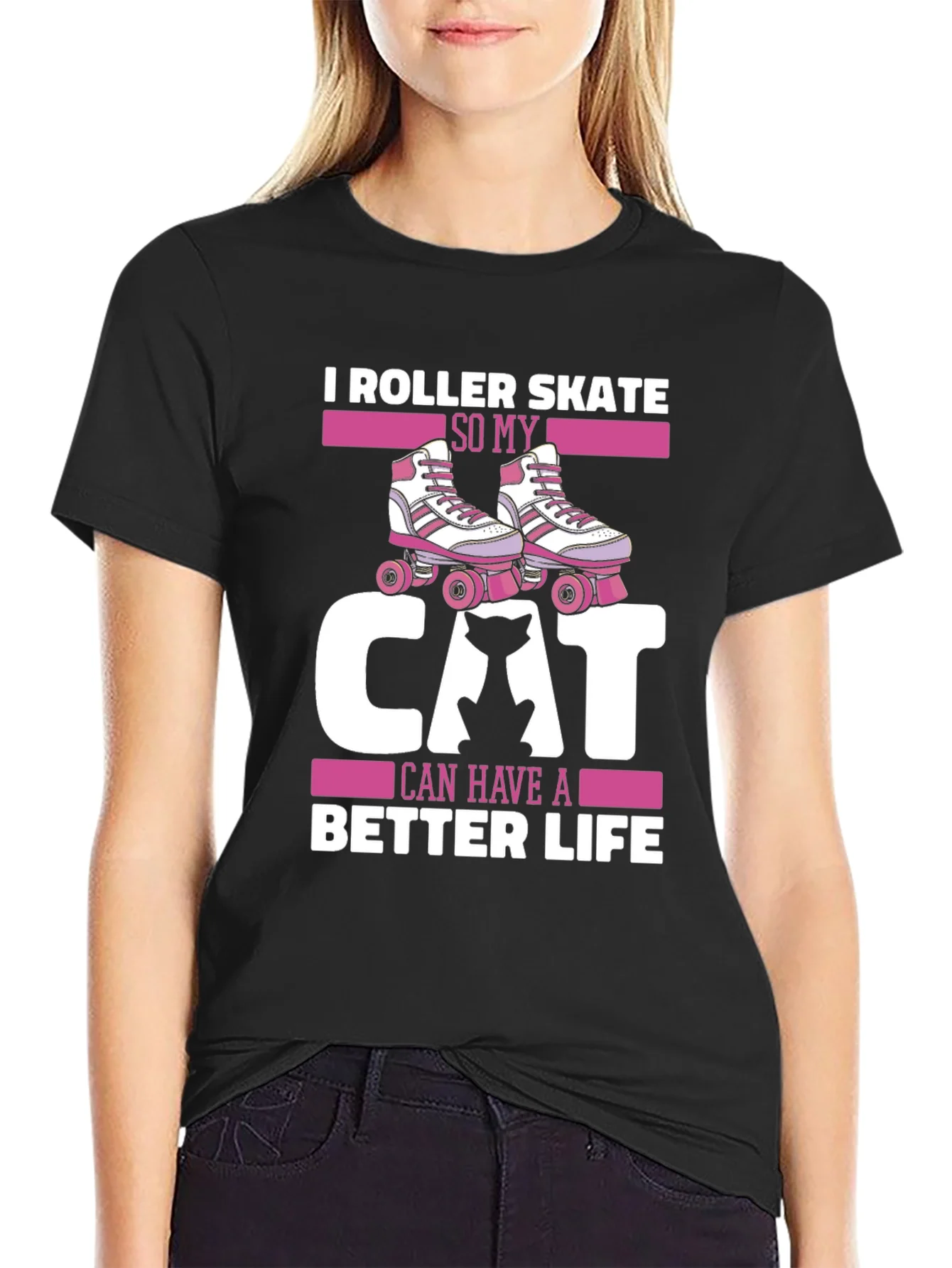 Camiseta Roller Skate para Amantes de los Gatos