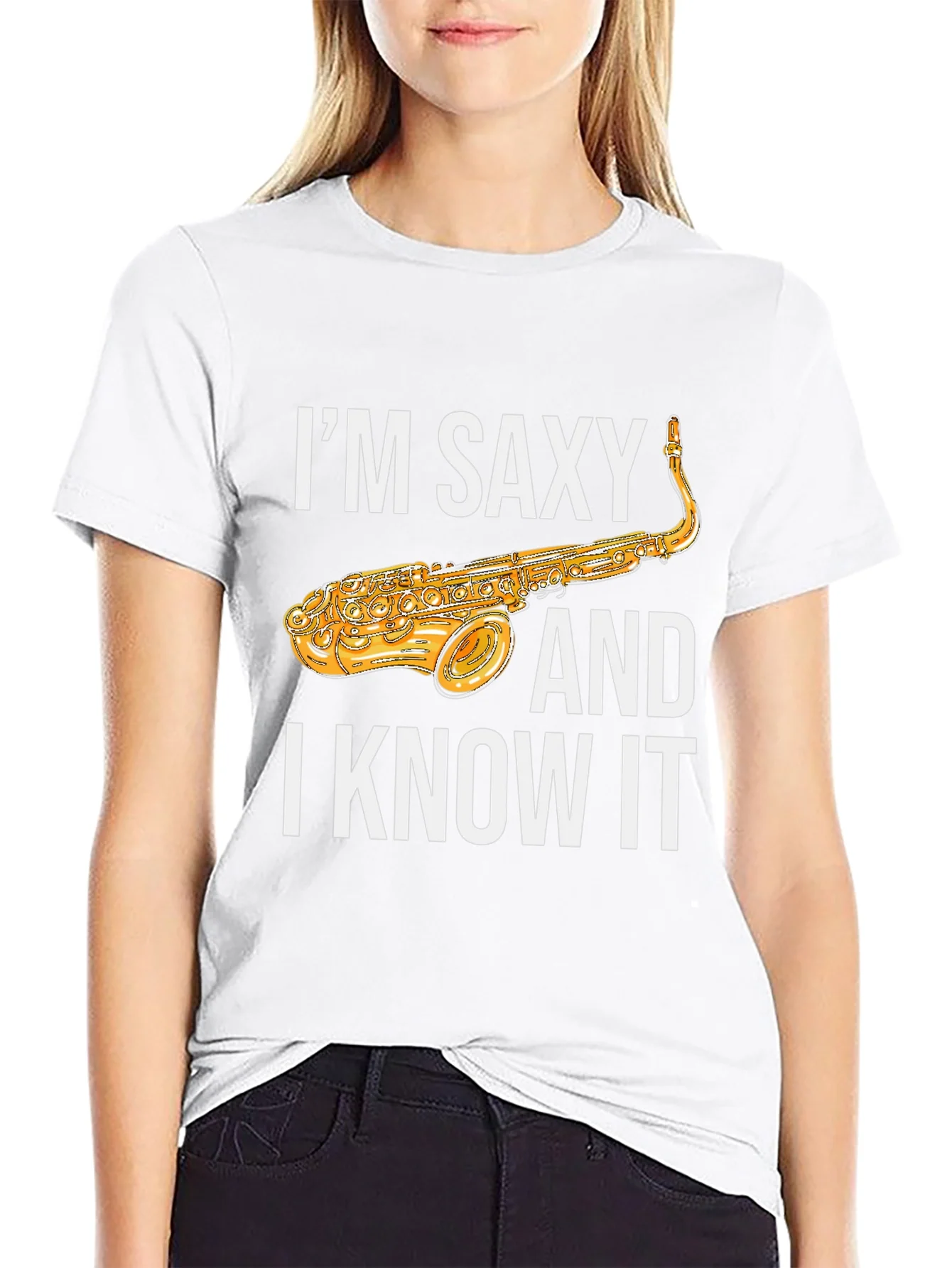 Rebbecca Im Saxy and I Know It Saxophone T-Shirt