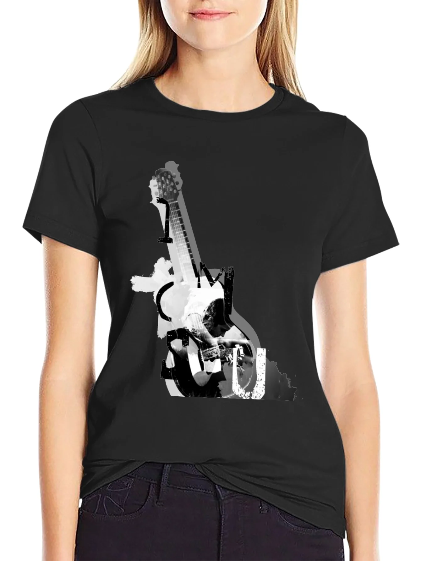 Rebbecca Guitar Graphic Print Tee - Black