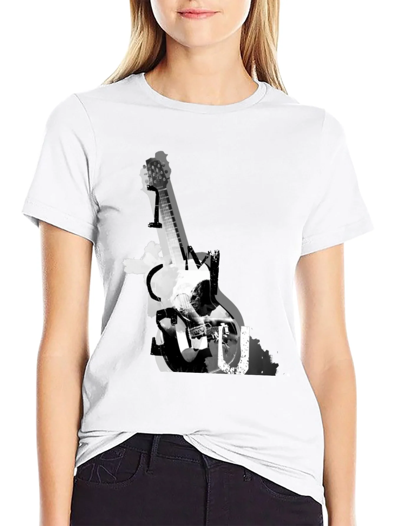 Rebbecca Guitar Graphic Print Tee - Black