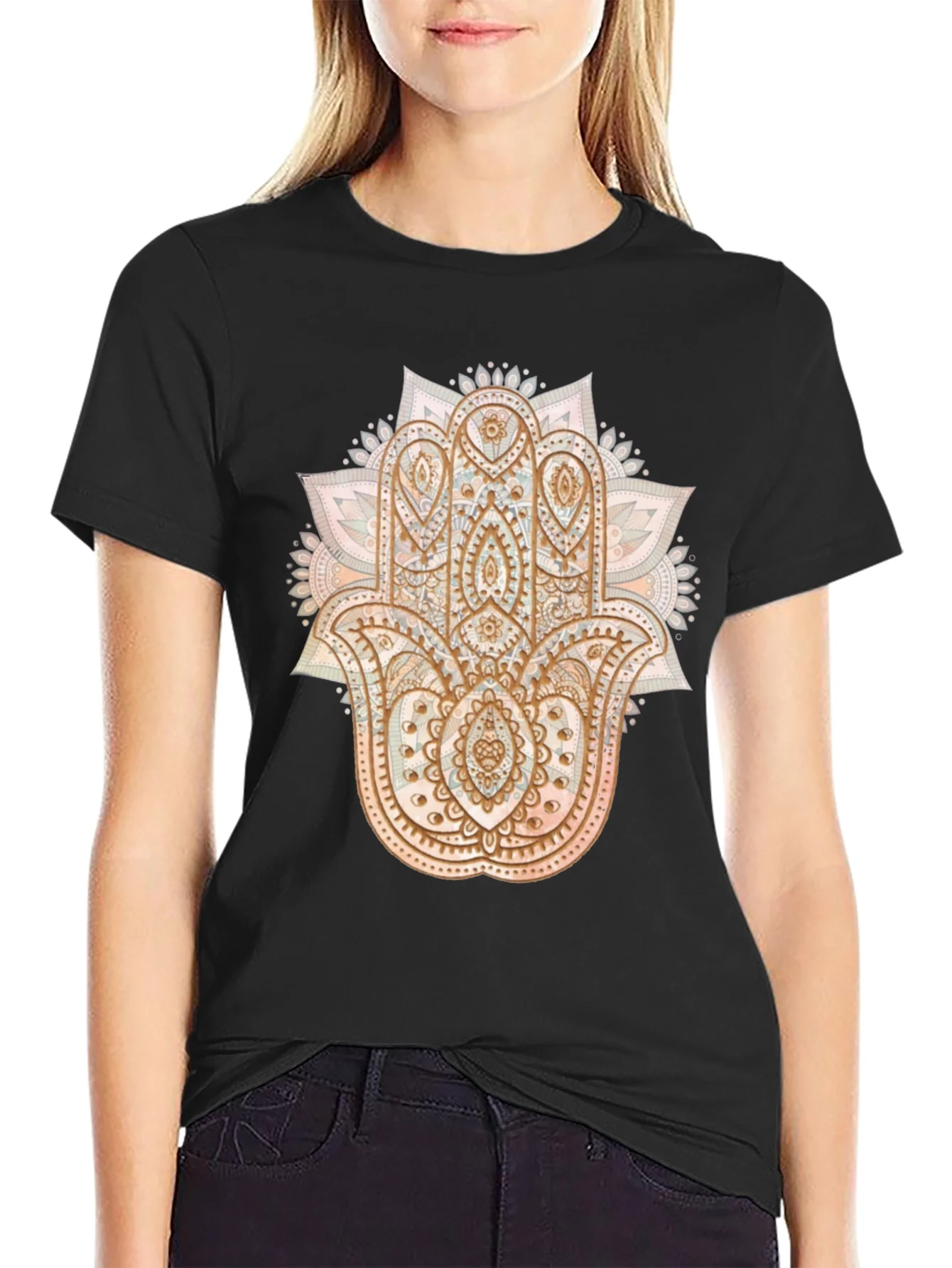 Rebbecca Hamsa Hand Graphic Tee - Boho Style