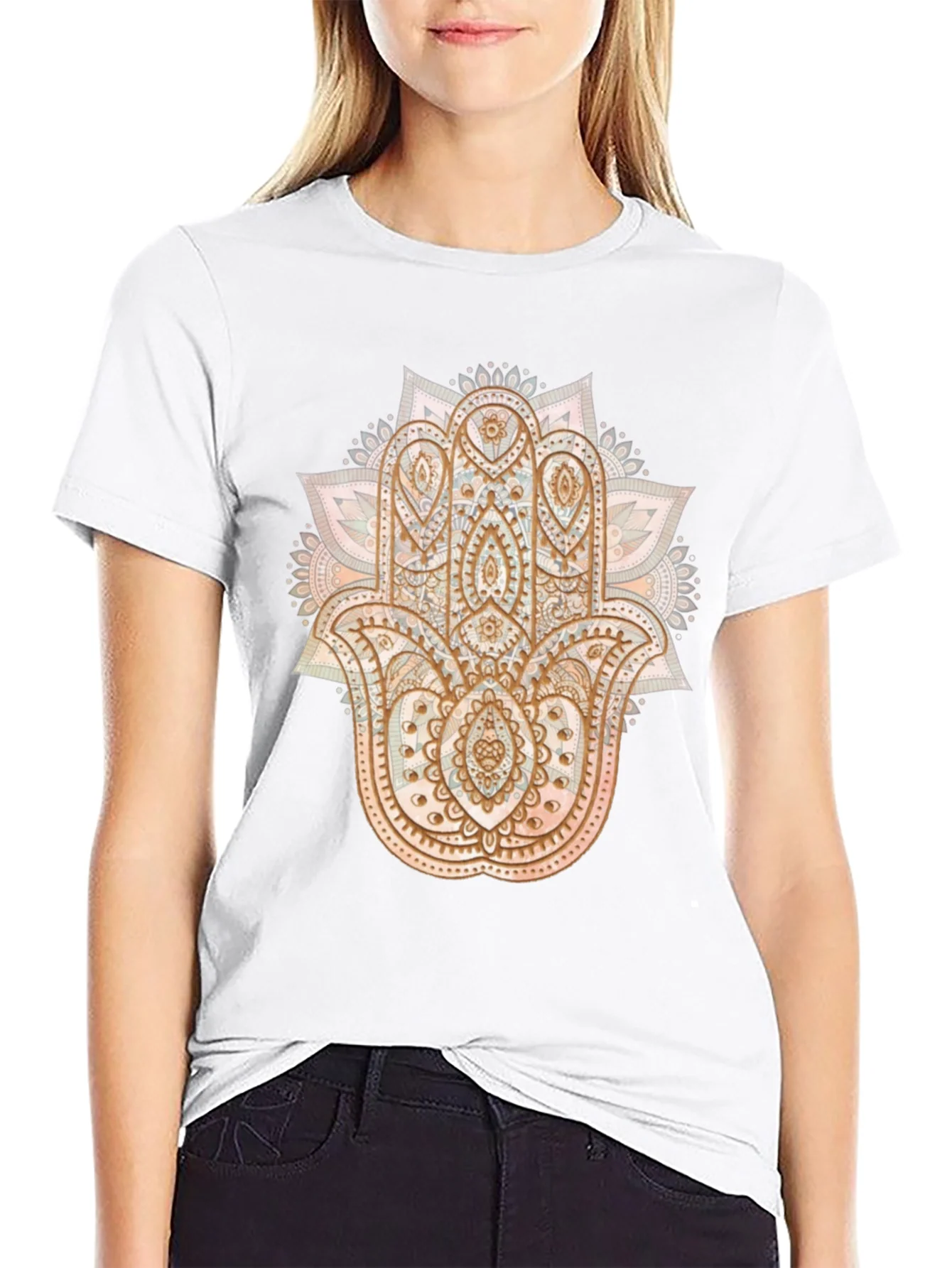 Rebbecca Hamsa Hand Graphic Tee - Boho Style