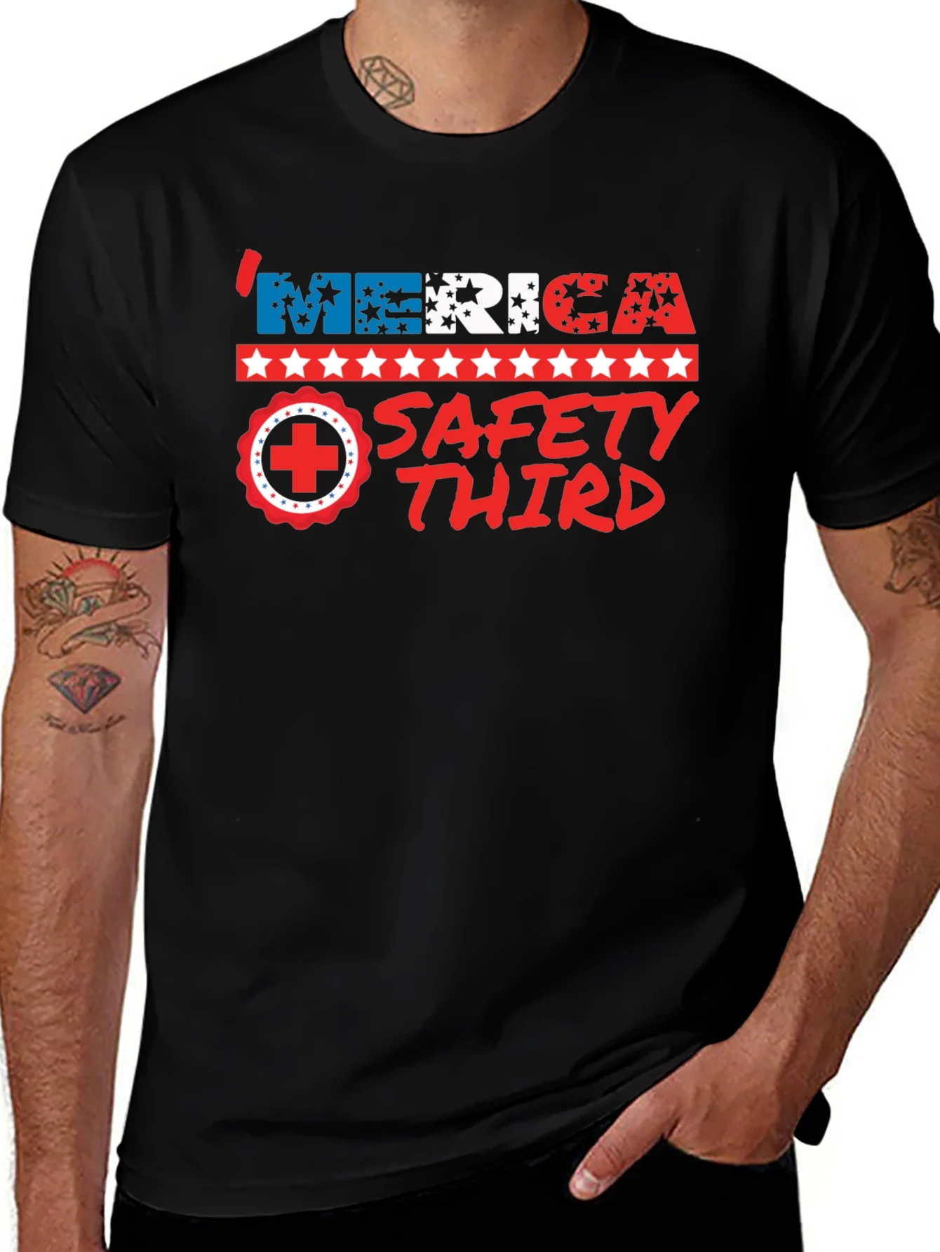 Camiseta M¨¦rica Safety Third - Dise?o Patri¨®tico