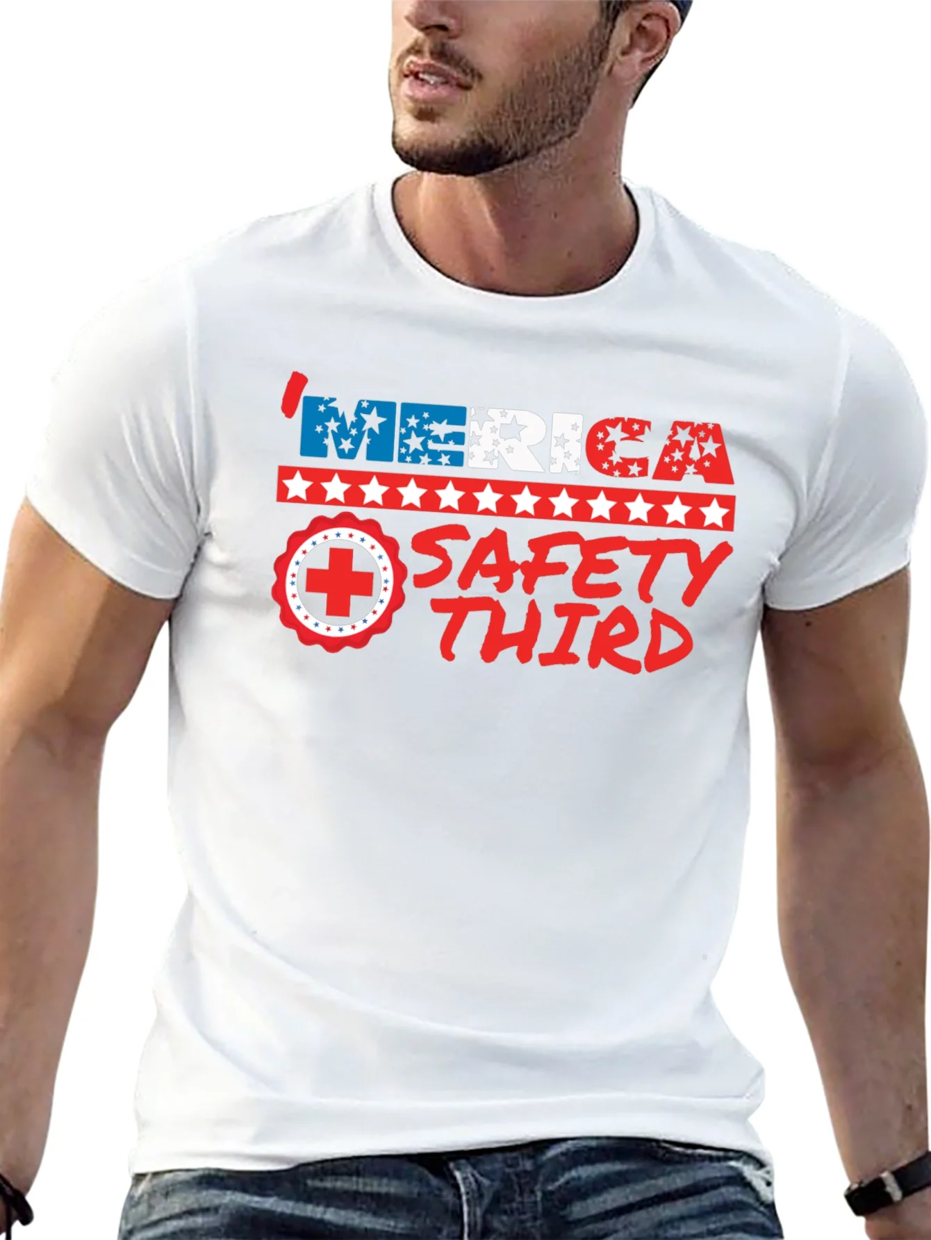 Camiseta M¨¦rica Safety Third - Dise?o Patri¨®tico