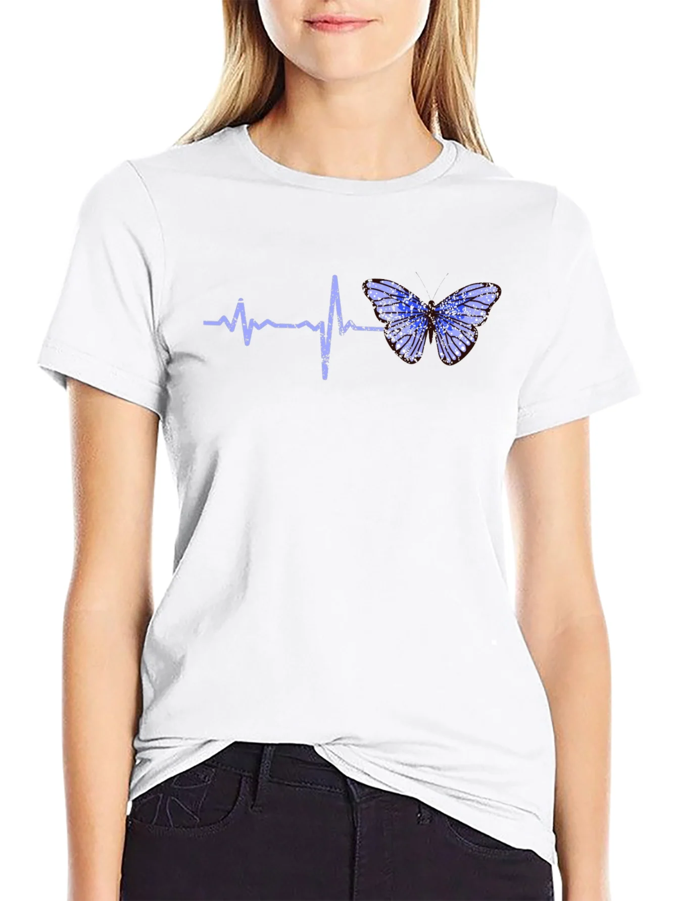 Rebbecca Heartbeat Butterfly Graphic Tee - Black T-Shirt