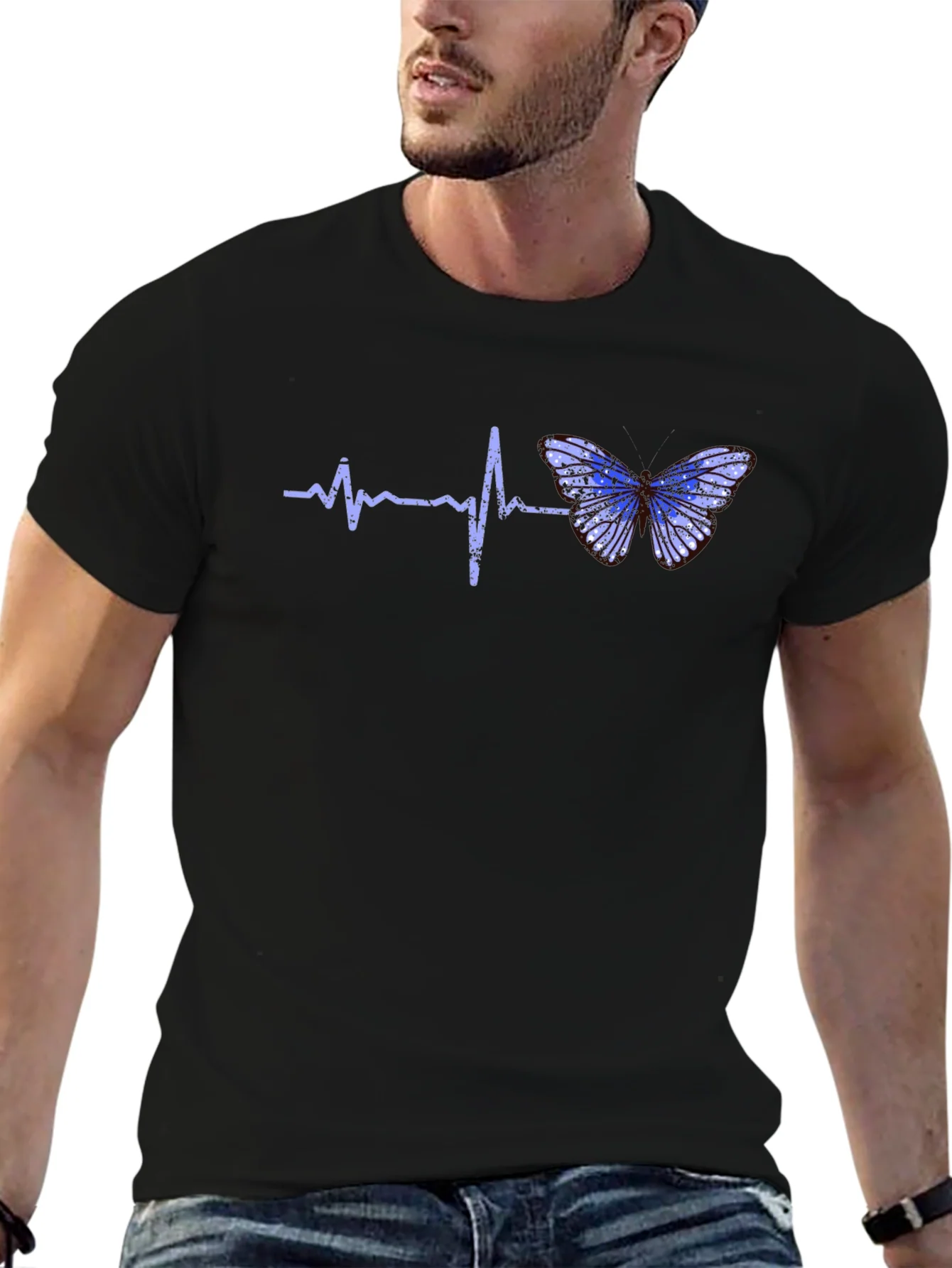 Rebbecca Heartbeat Butterfly Graphic Tee - Black T-Shirt