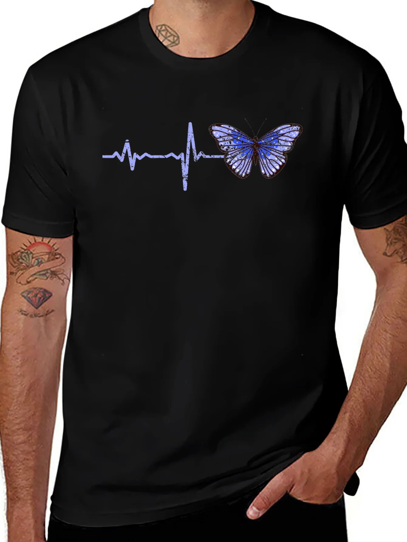 Rebbecca Heartbeat Butterfly Graphic Tee - Black T-Shirt