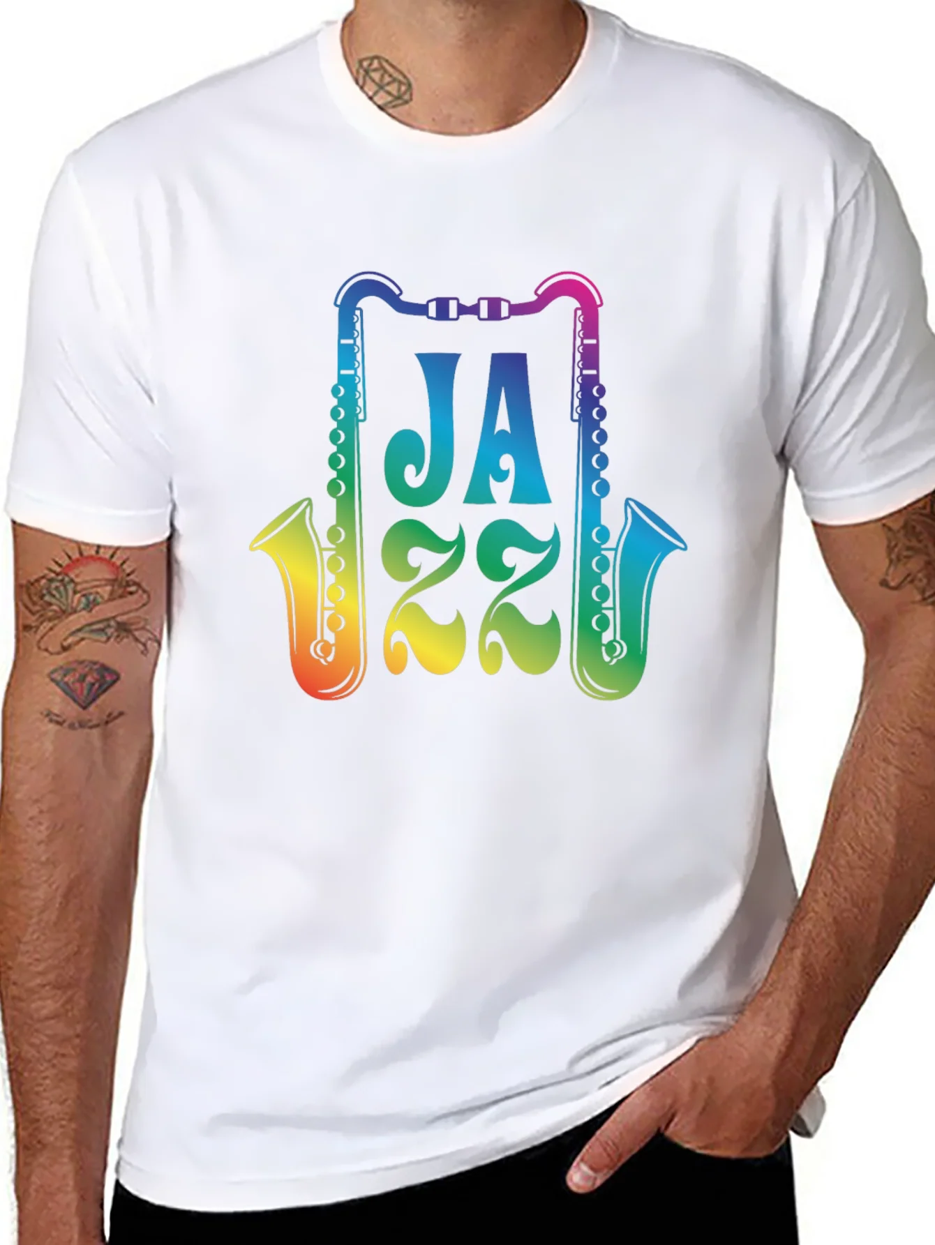 Camiseta Negra Jazz Arco¨ªris para Amantes de la M¨²sica