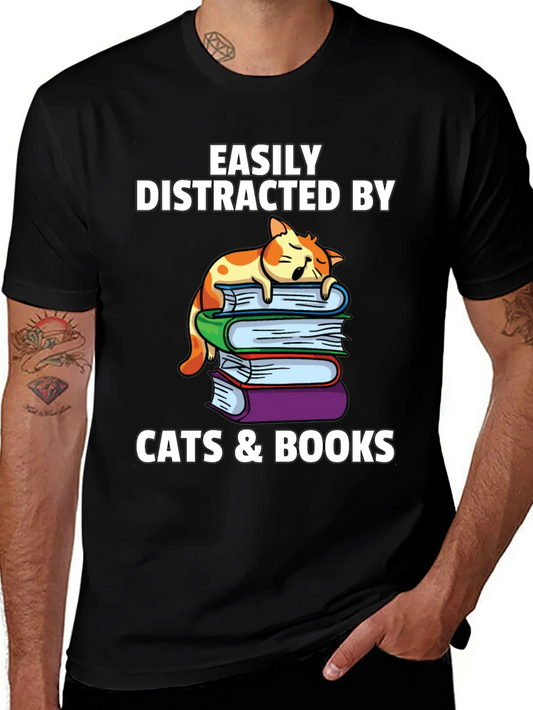 Camiseta Gatos y Libros me Distraen F¨¢cilmente